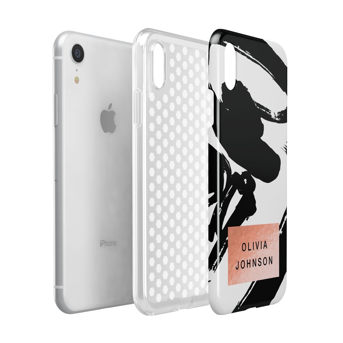 Personalised Black Brushes With Name Apple iPhone XR White 3D Tough Case Expanded view