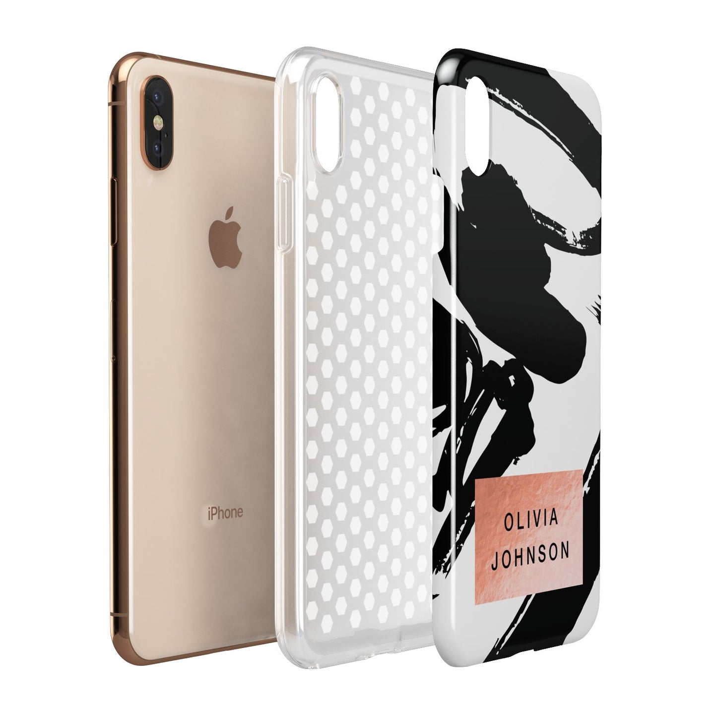 Personalised Black Brushes With Name Apple iPhone Xs Max 3D Tough Case Expanded View