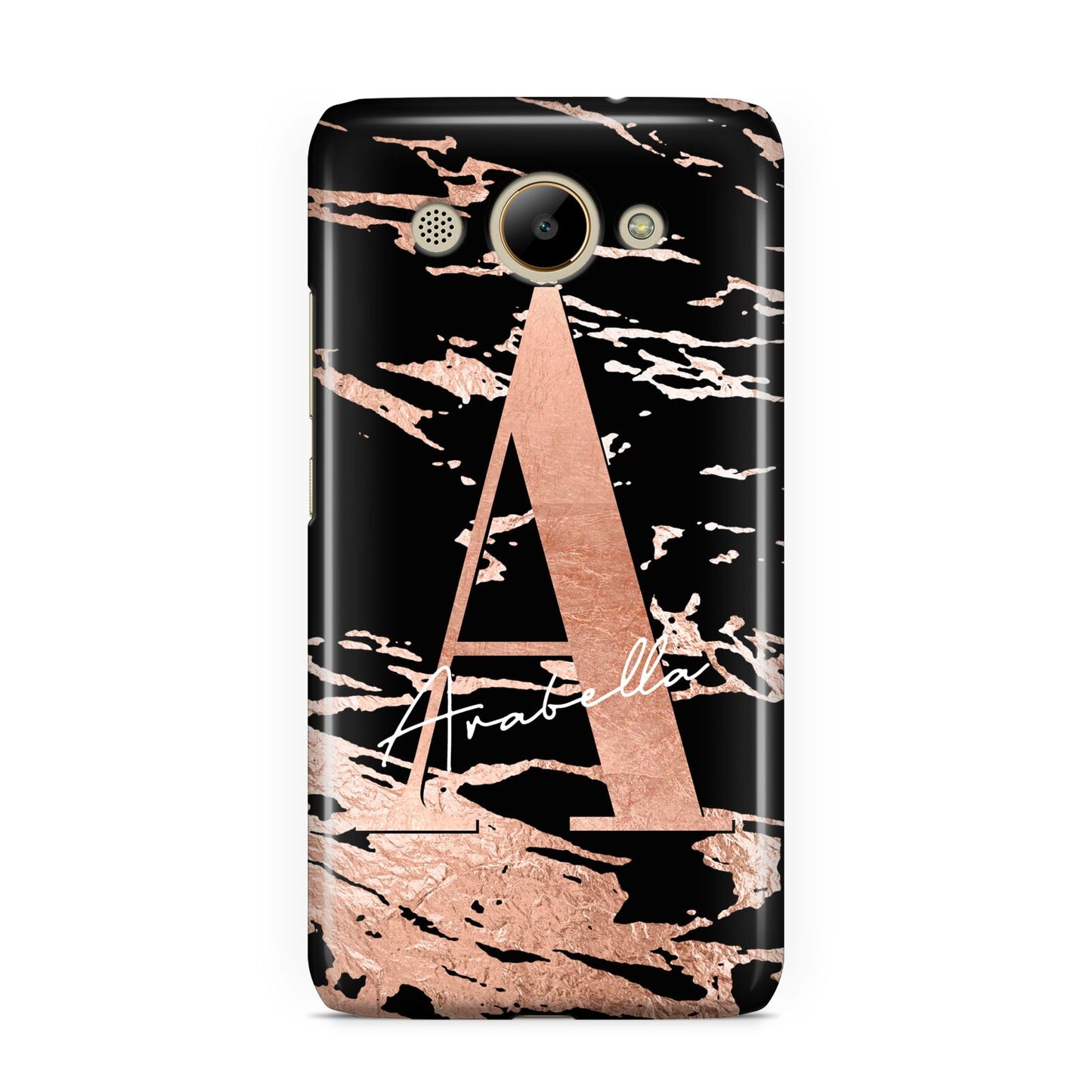 Personalised Black Copper Marble Huawei Y3 2017