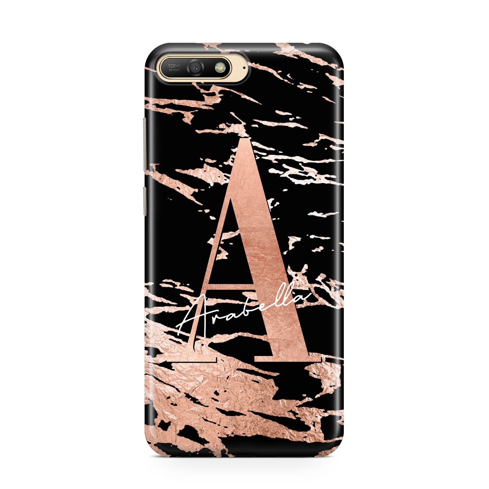 Personalised Black Copper Marble Huawei Y6 2018