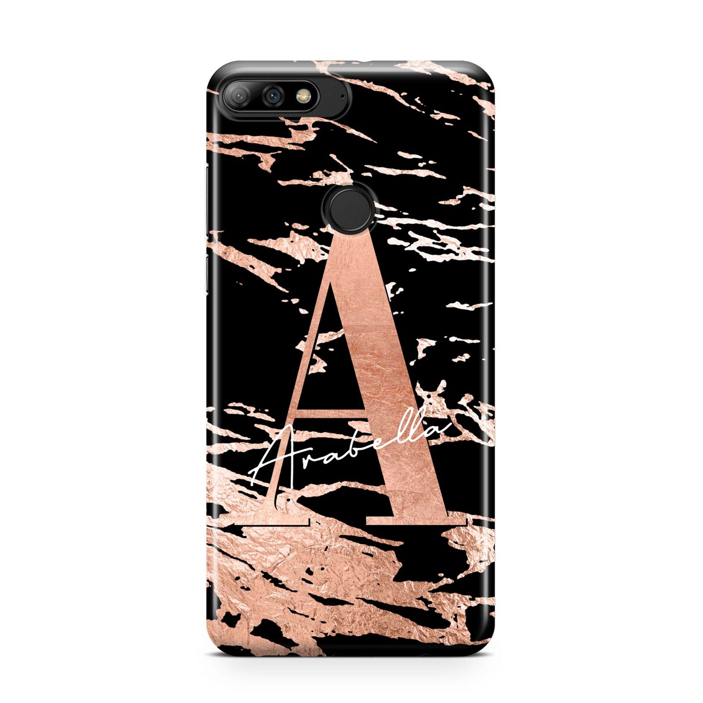 Personalised Black Copper Marble Huawei Y7 2018