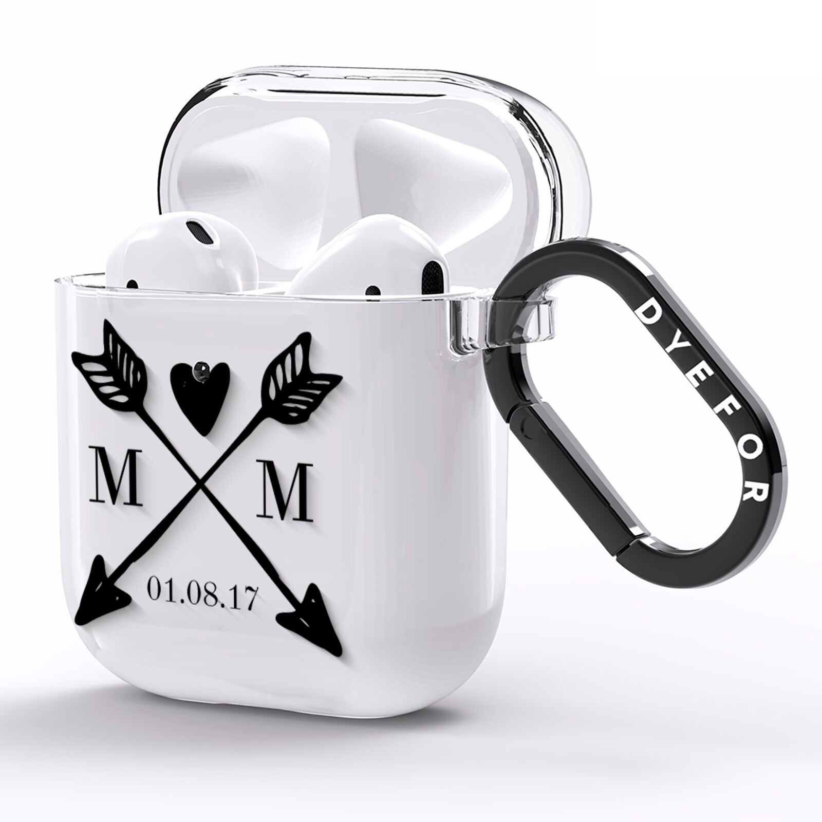 Personalised Black Couples Date Initials Clear AirPods Clear Case Side Image