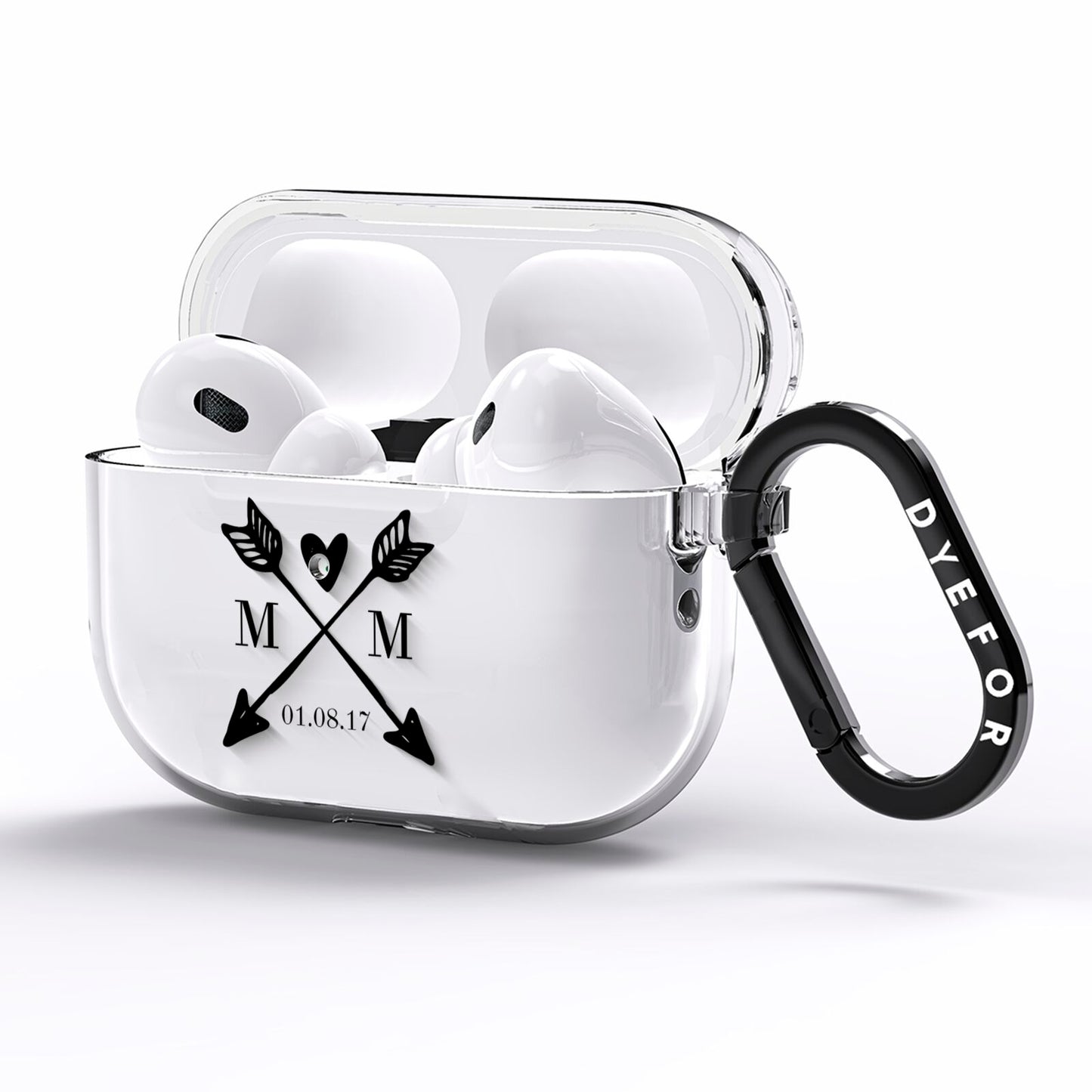 Personalised Black Couples Date Initials Clear AirPods Pro Clear Case Side Image