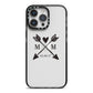 Personalised Black Couples Date Initials Clear iPhone 14 Pro Max Black Impact Case on Silver phone