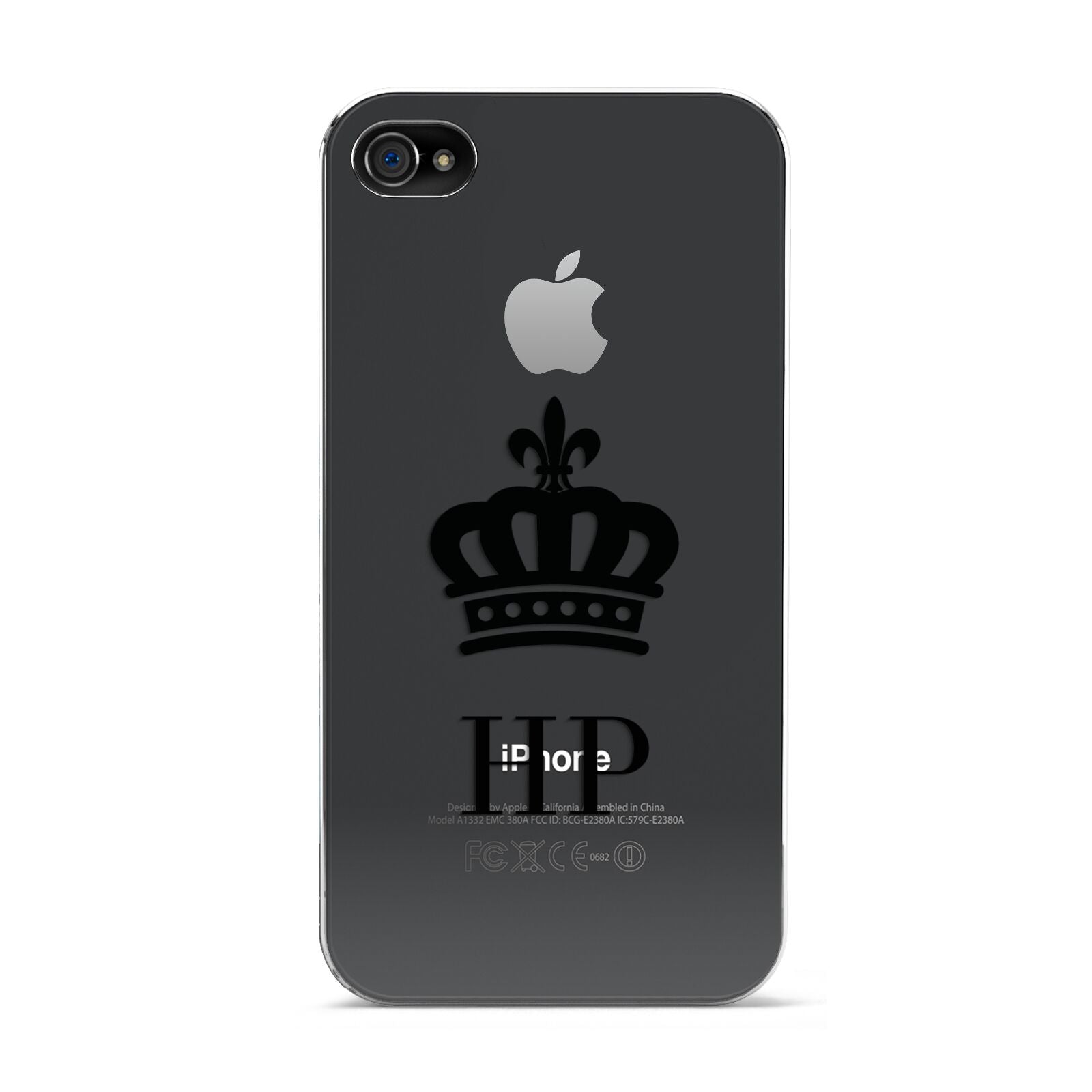 Personalised Black Crown Initials Clear Apple iPhone 4s Case