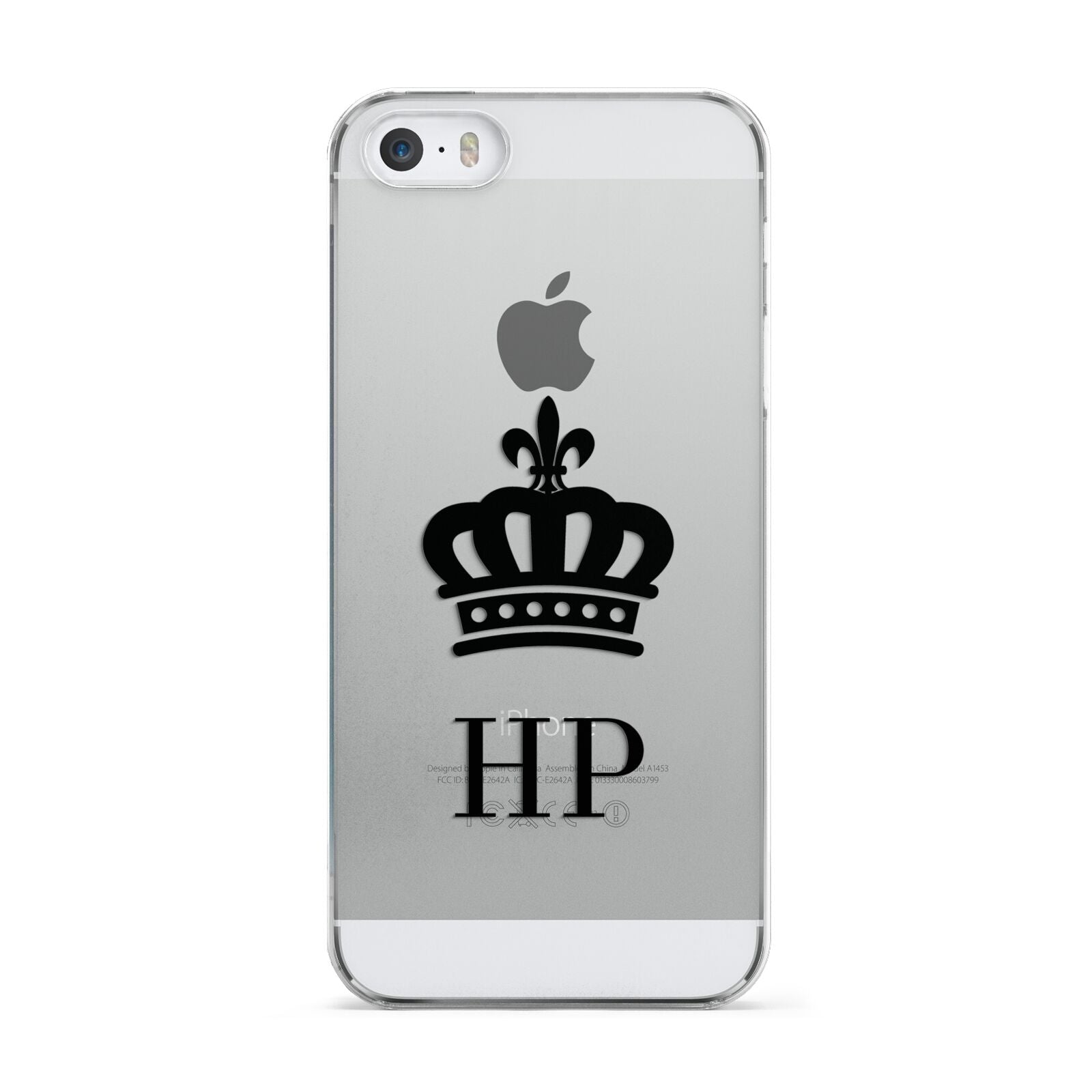 Personalised Black Crown Initials Clear Apple iPhone 5 Case