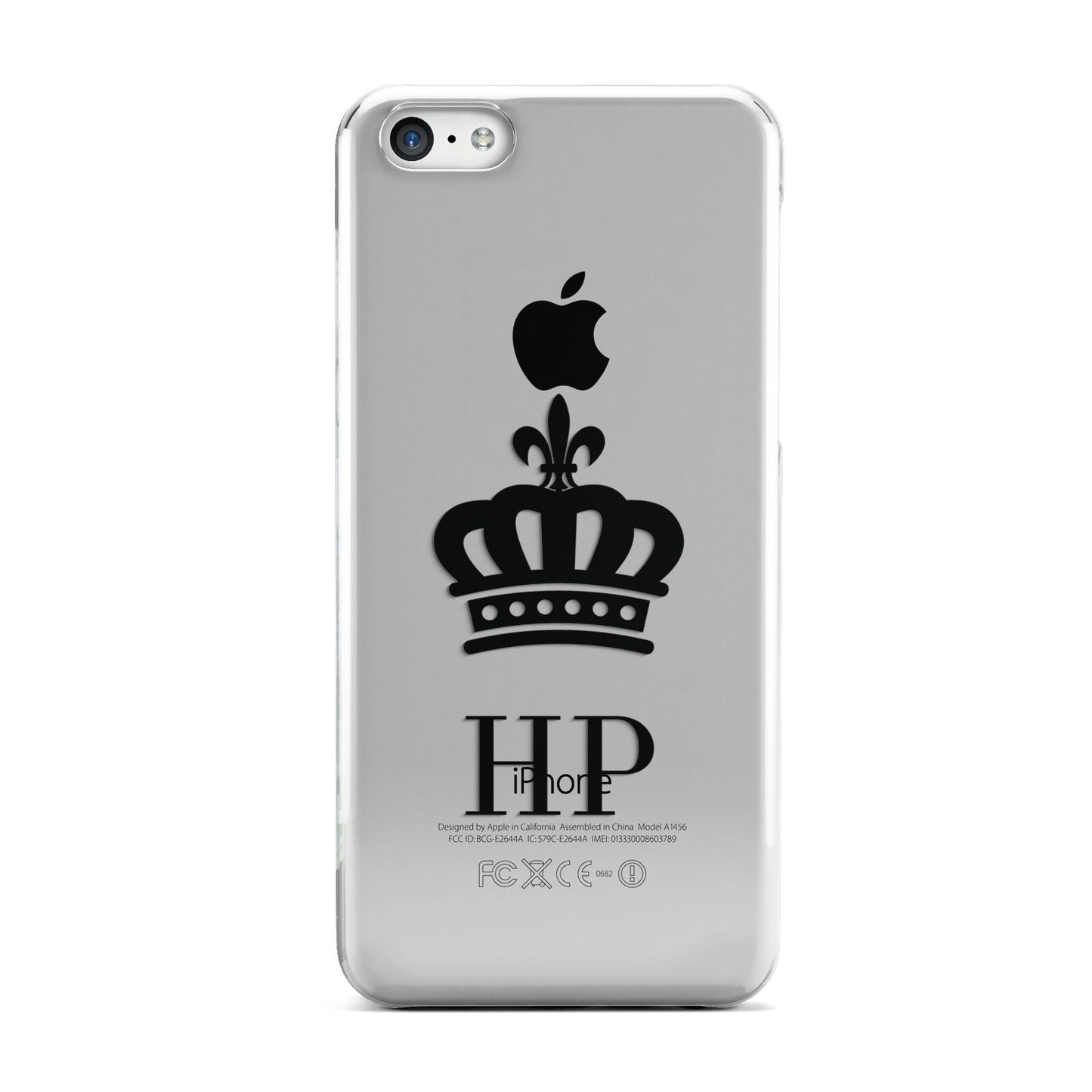 Personalised Black Crown Initials Clear Apple iPhone 5c Case