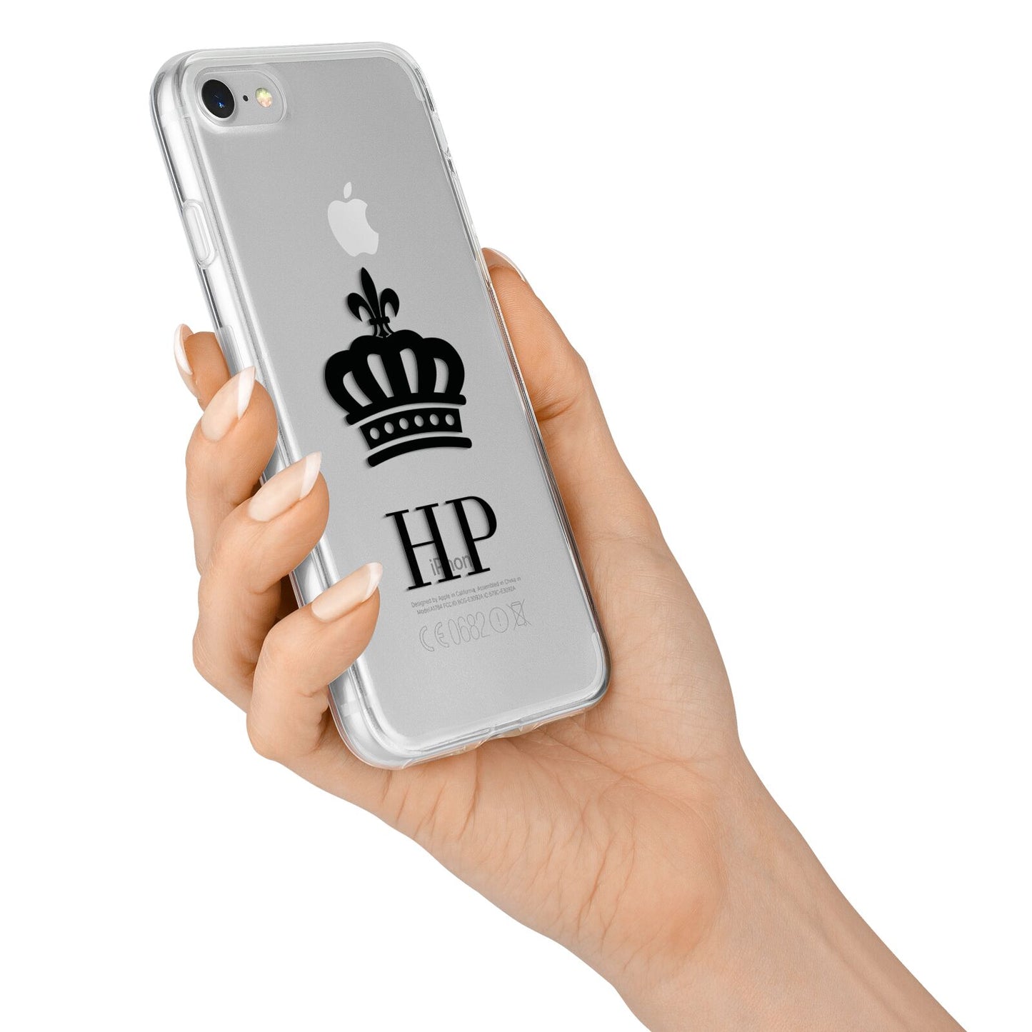 Personalised Black Crown Initials Clear iPhone 7 Bumper Case on Silver iPhone Alternative Image