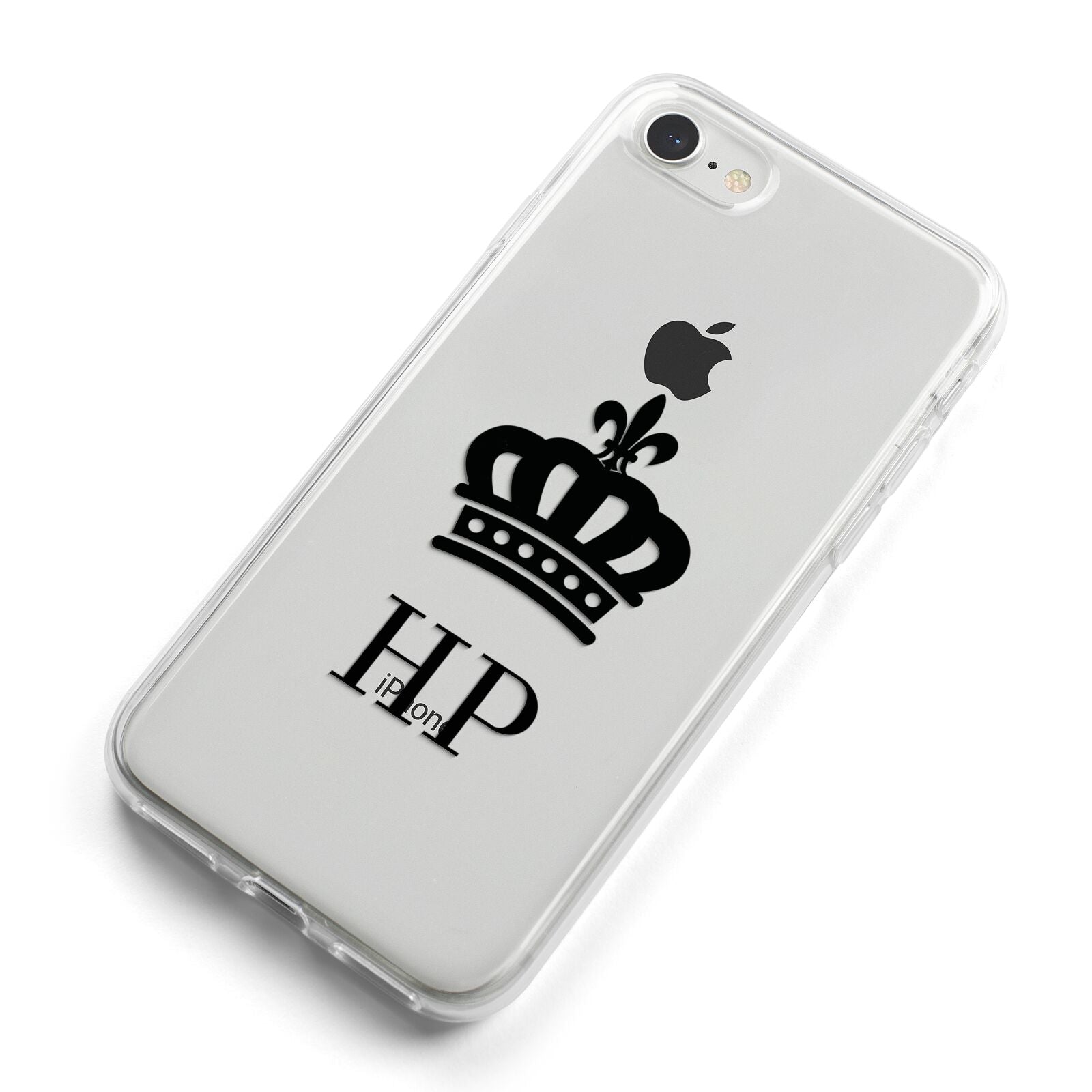 Personalised Black Crown Initials Clear iPhone 8 Bumper Case on Silver iPhone Alternative Image