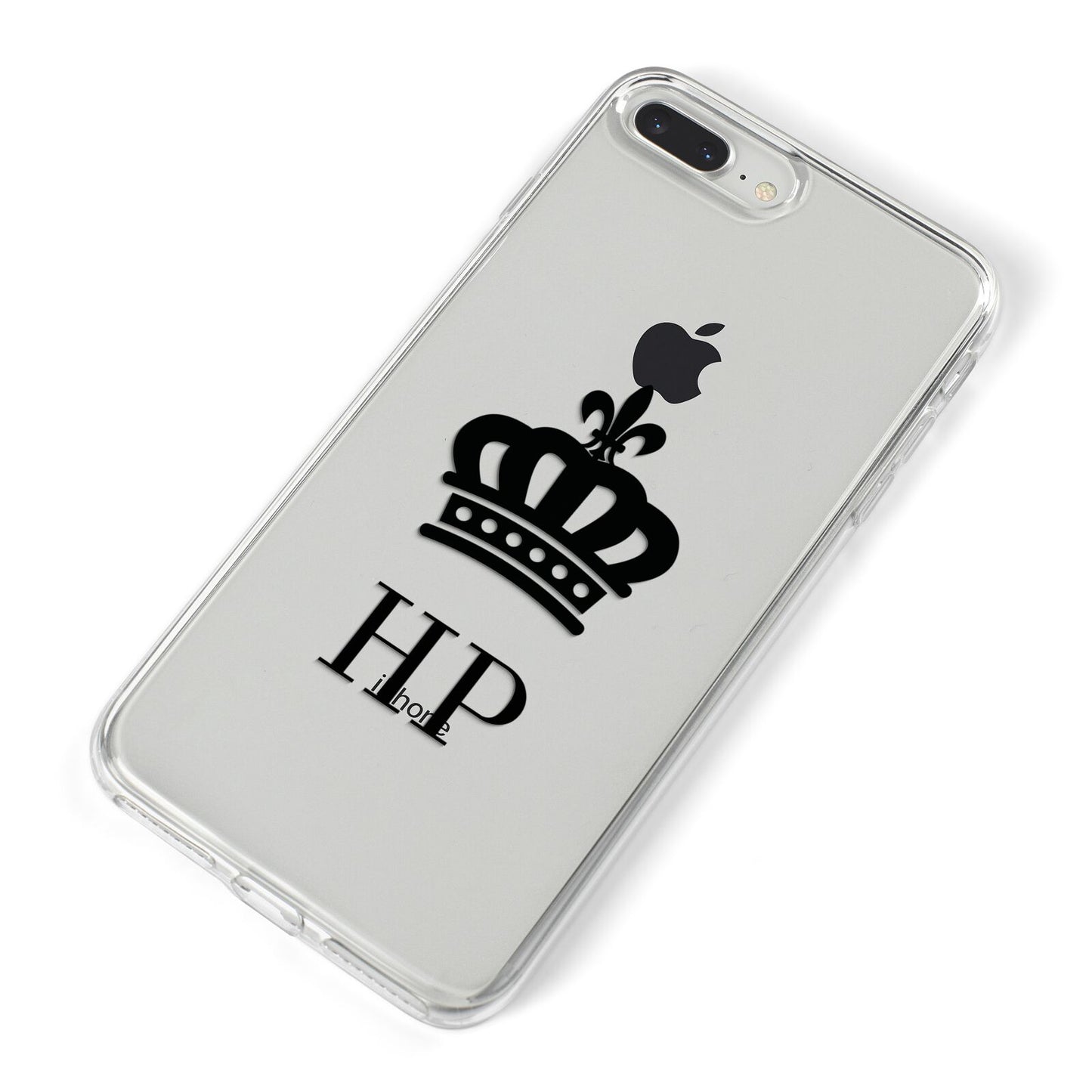 Personalised Black Crown Initials Clear iPhone 8 Plus Bumper Case on Silver iPhone Alternative Image