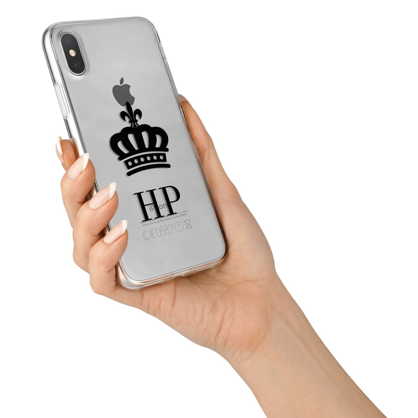 Personalised Black Crown Initials Clear iPhone X Bumper Case on Silver iPhone Alternative Image 2