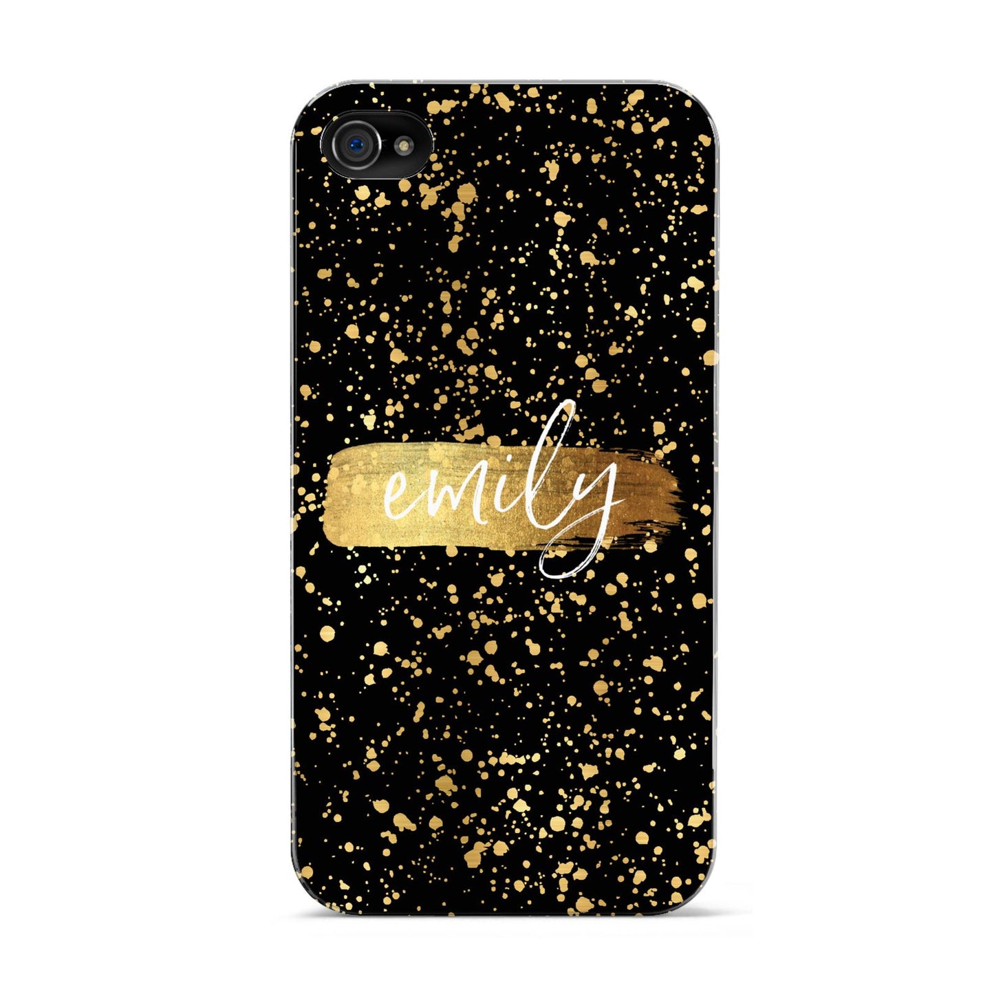 Personalised Black Gold Ink Splat Name Apple iPhone 4s Case