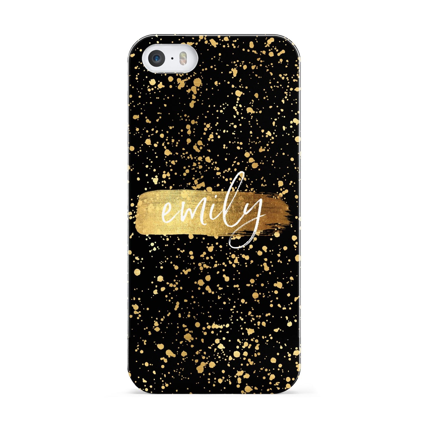 Personalised Black Gold Ink Splat Name Apple iPhone 5 Case