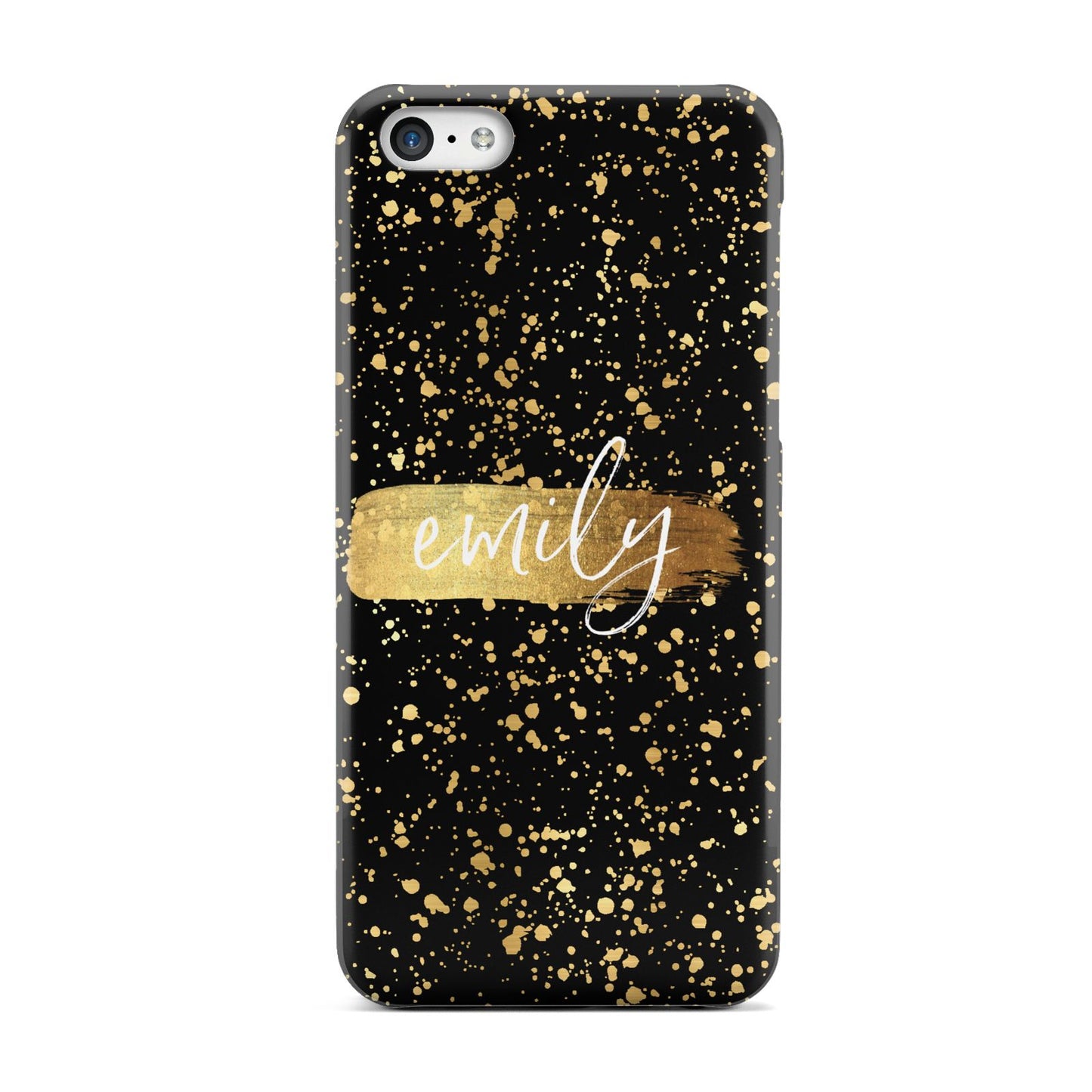 Personalised Black Gold Ink Splat Name Apple iPhone 5c Case