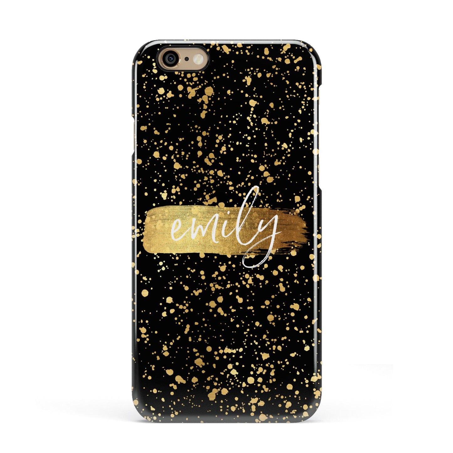 Personalised Black Gold Ink Splat Name Apple iPhone 6 3D Snap Case