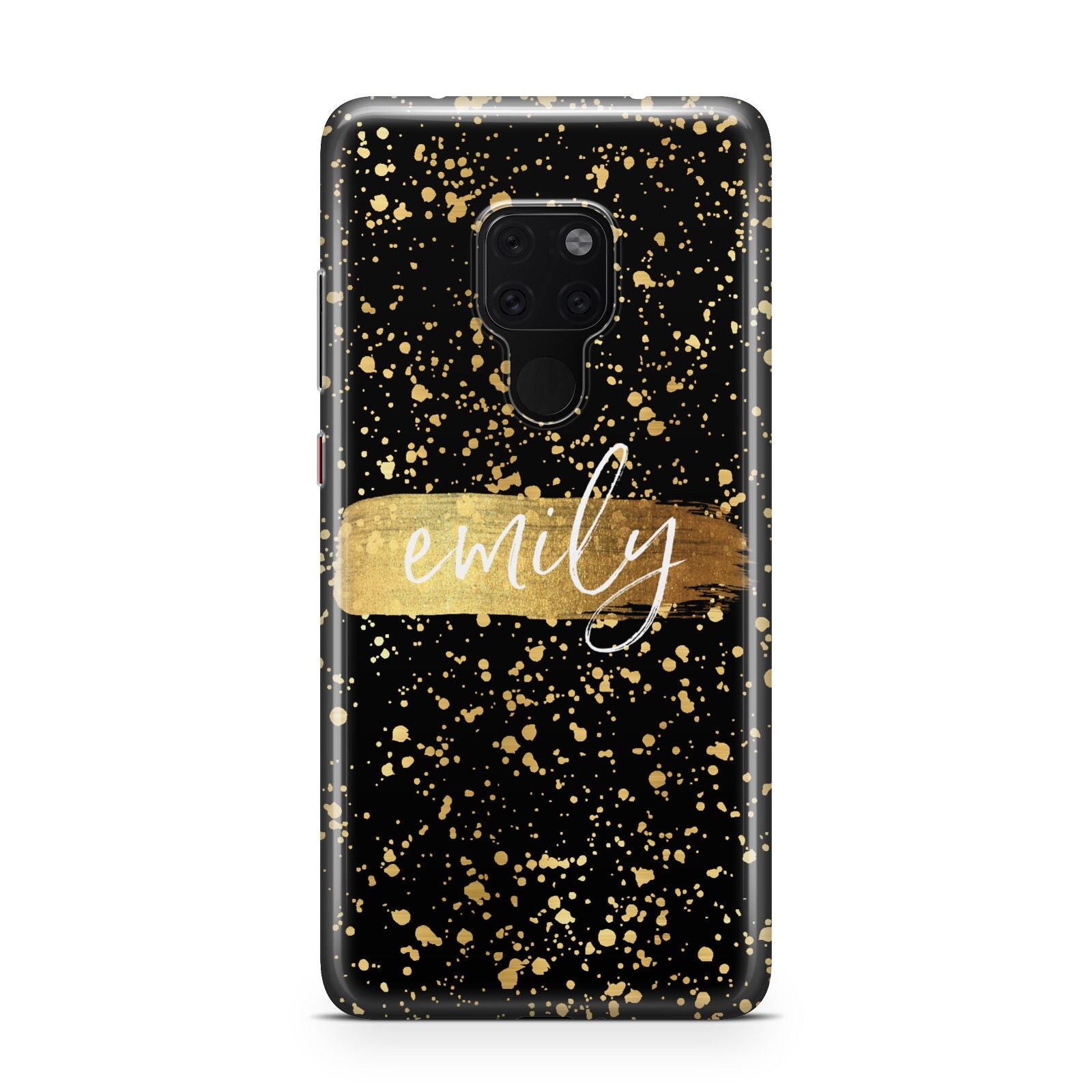 Personalised Black Gold Ink Splat Name Huawei Mate 20 Phone Case