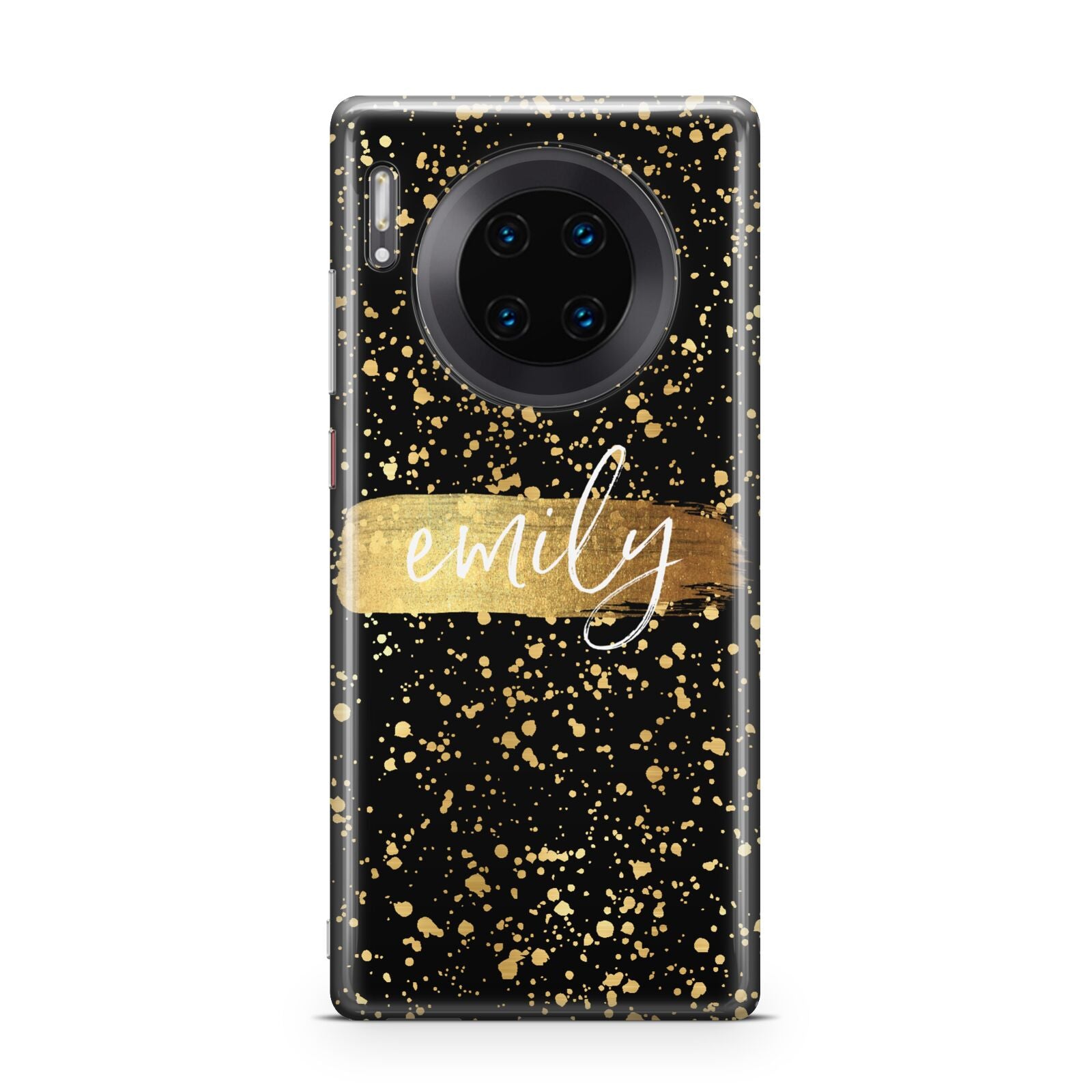 Personalised Black Gold Ink Splat Name Huawei Mate 30 Pro Phone Case