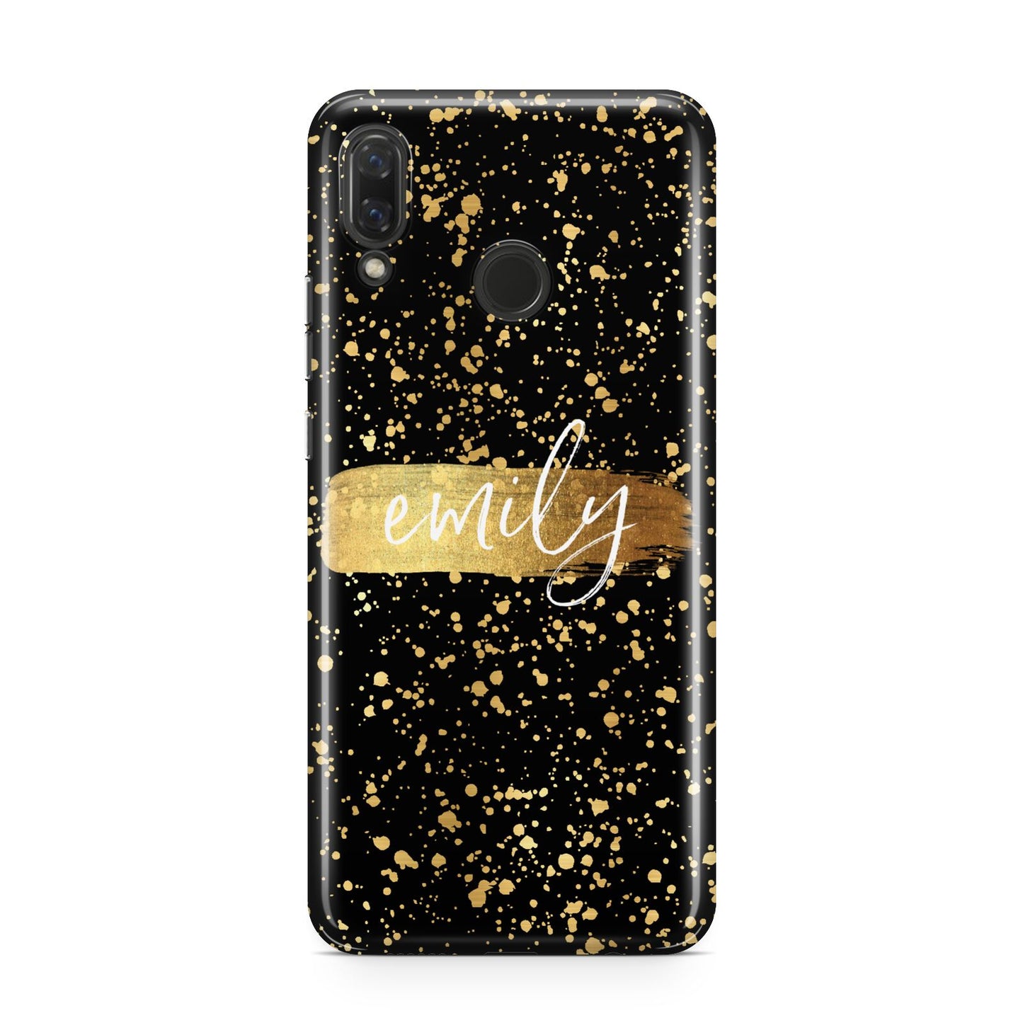 Personalised Black Gold Ink Splat Name Huawei Nova 3 Phone Case