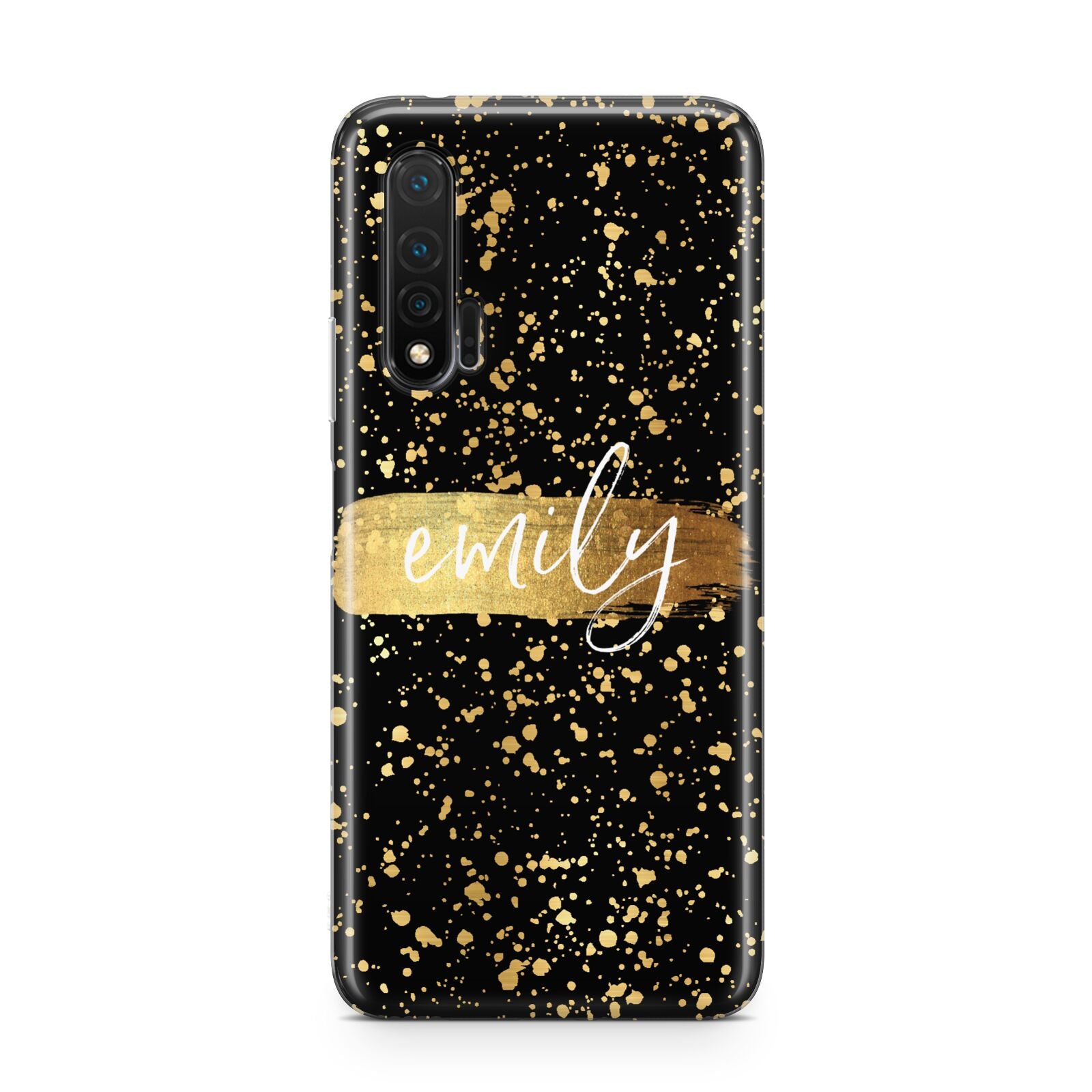 Personalised Black Gold Ink Splat Name Huawei Nova 6 Phone Case