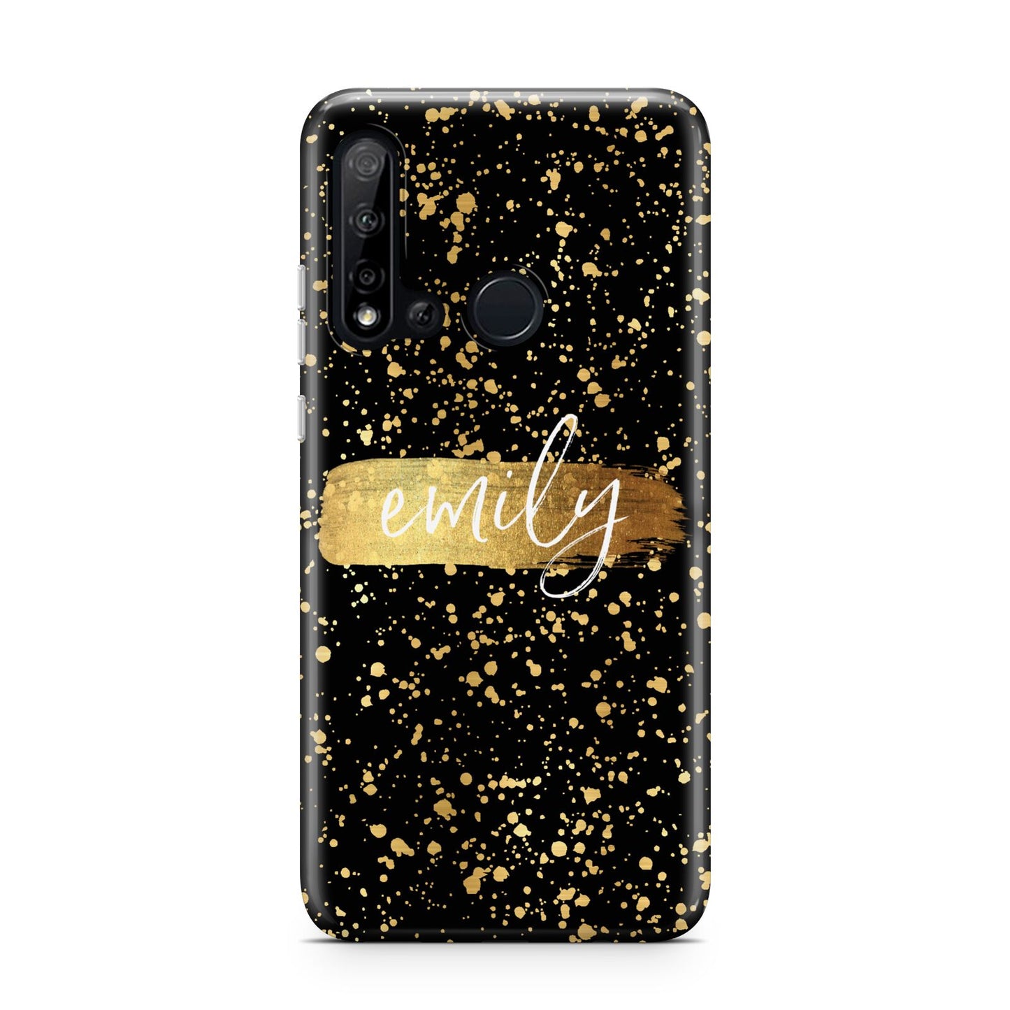 Personalised Black Gold Ink Splat Name Huawei P20 Lite 5G Phone Case