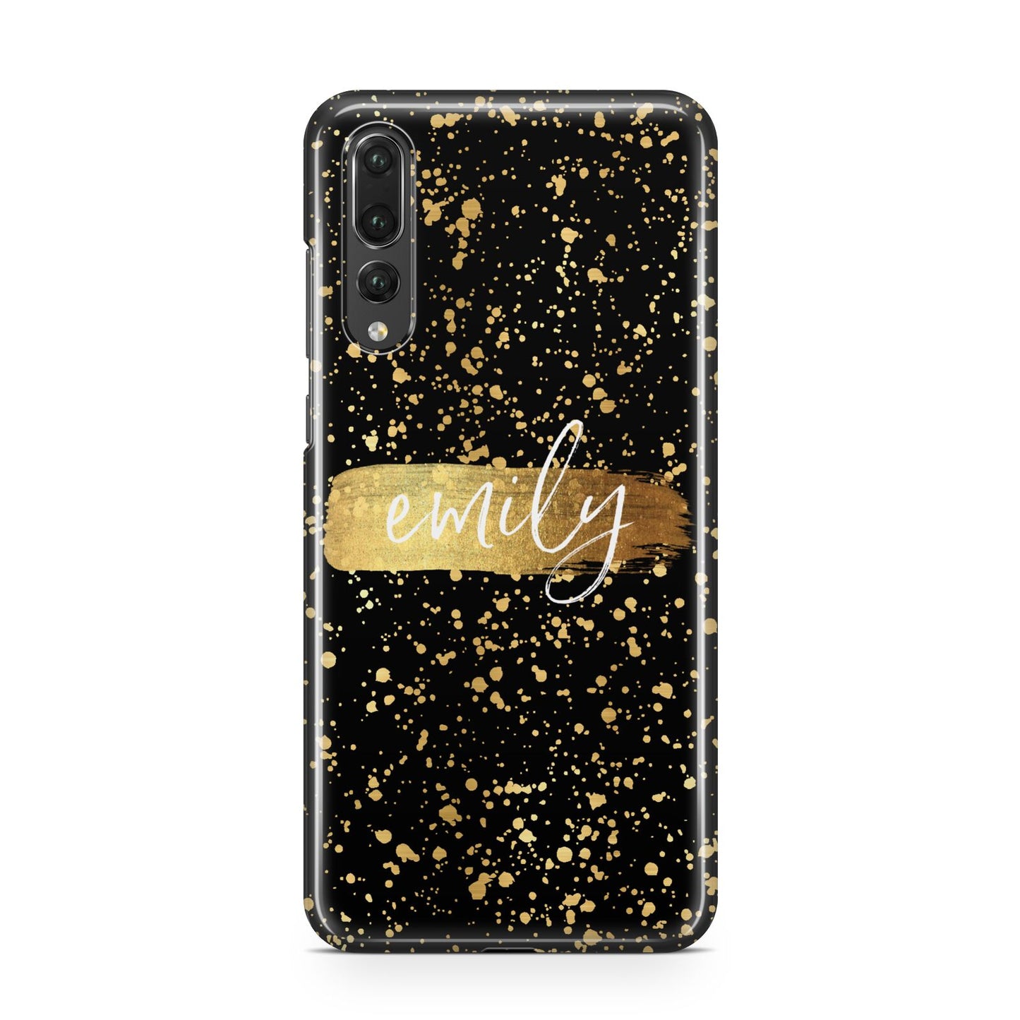 Personalised Black Gold Ink Splat Name Huawei P20 Pro Phone Case