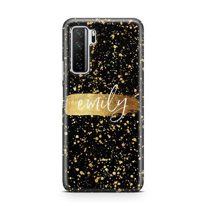 Personalised Black Gold Ink Splat Name Huawei P40 Lite 5G Phone Case