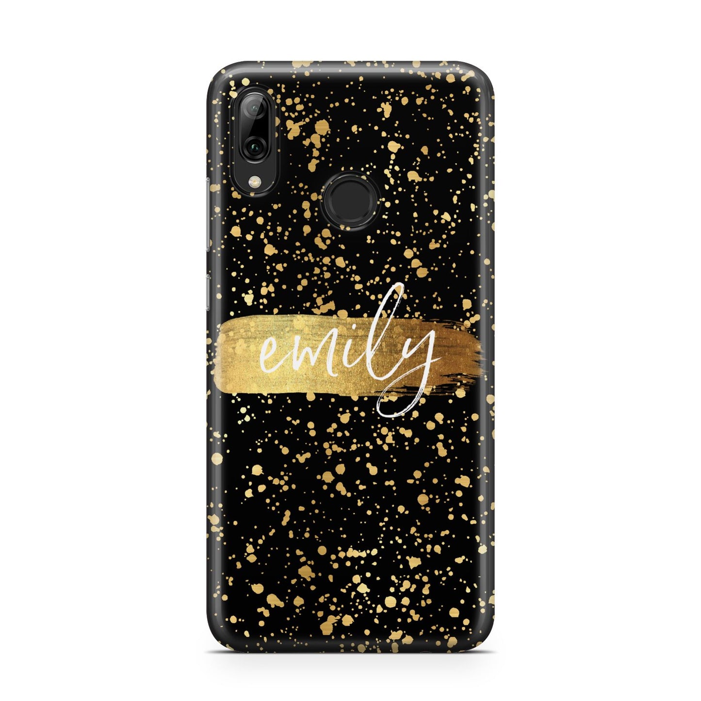 Personalised Black Gold Ink Splat Name Huawei Y7 2019