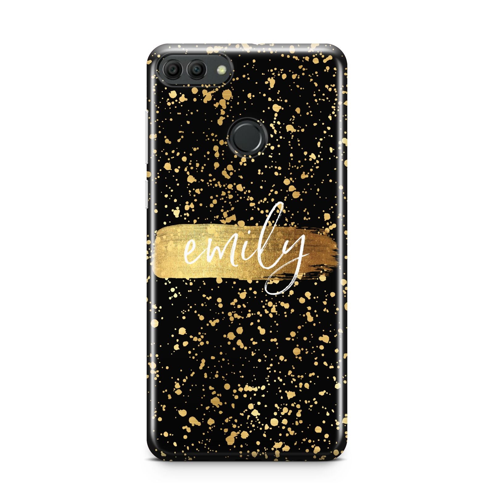 Personalised Black Gold Ink Splat Name Huawei Y9 2018