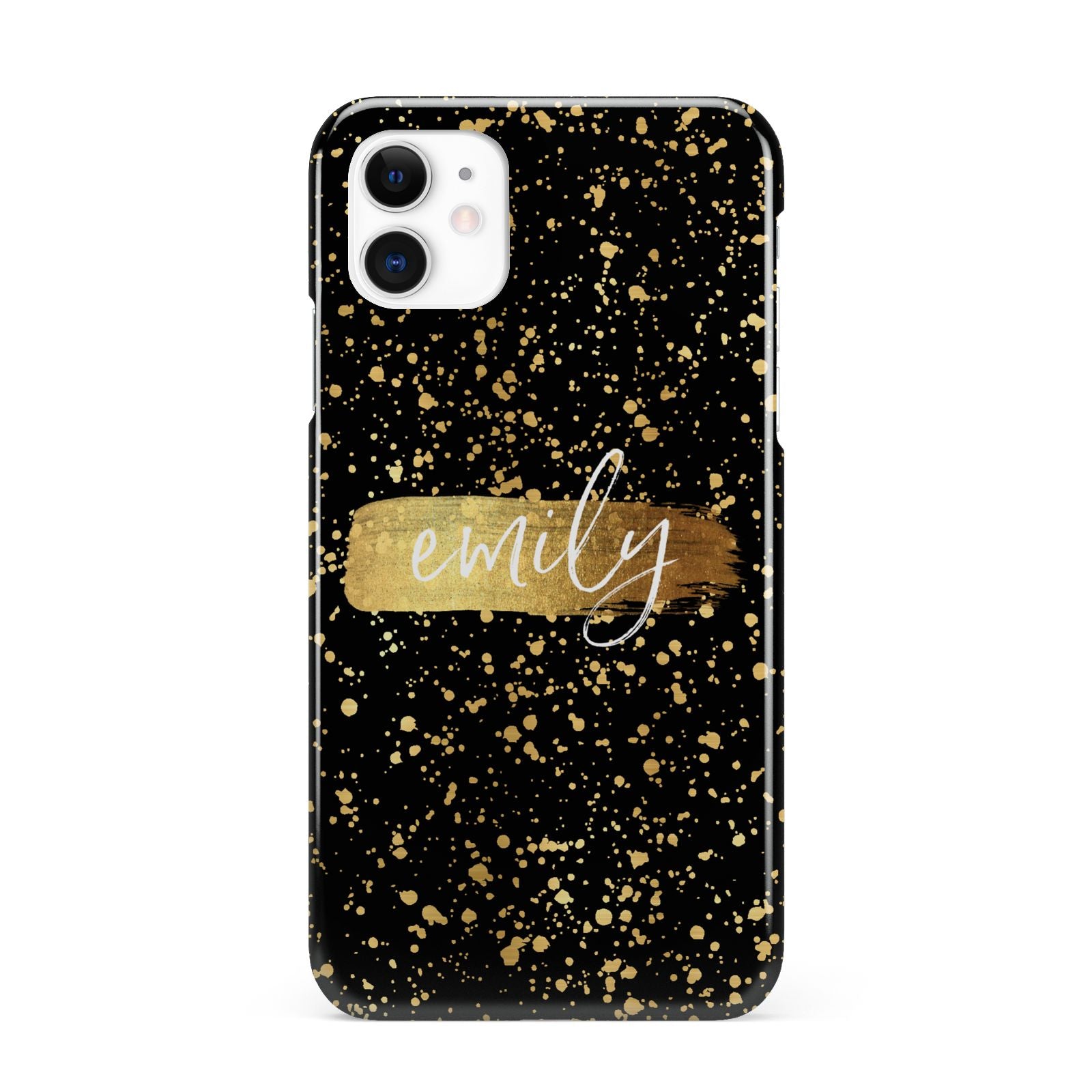 Personalised Black Gold Ink Splat Name iPhone 11 3D Snap Case