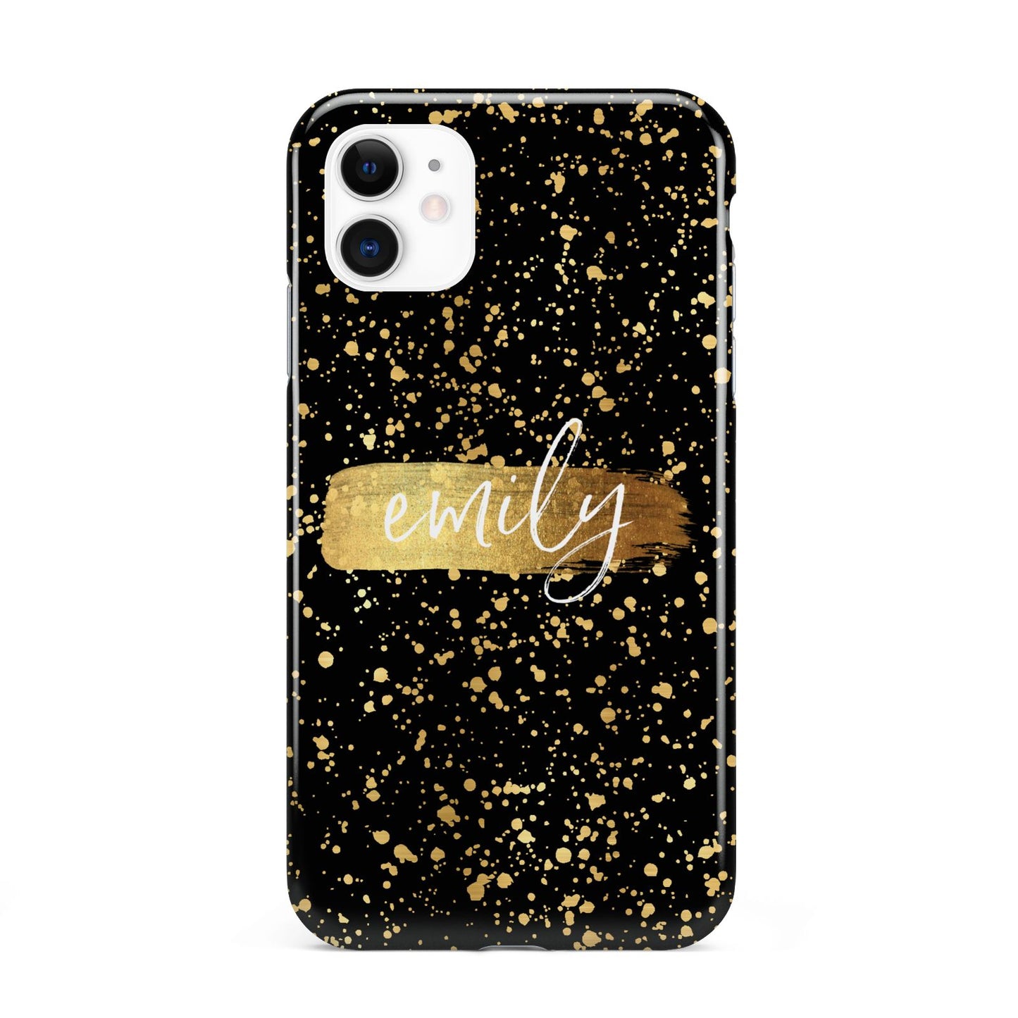 Personalised Black Gold Ink Splat Name iPhone 11 3D Tough Case