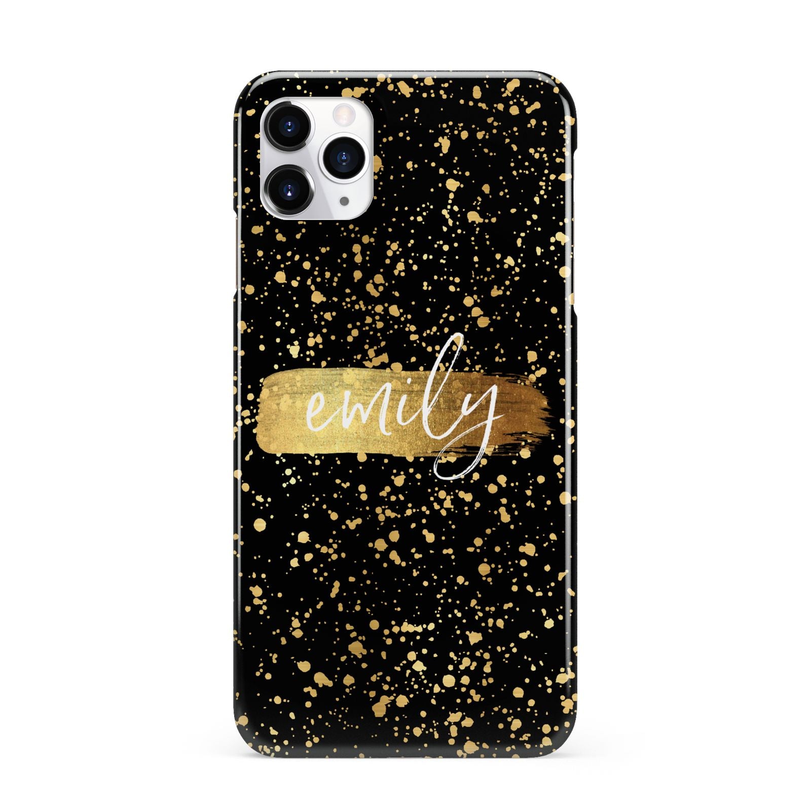 Personalised Black Gold Ink Splat Name iPhone 11 Pro Max 3D Snap Case