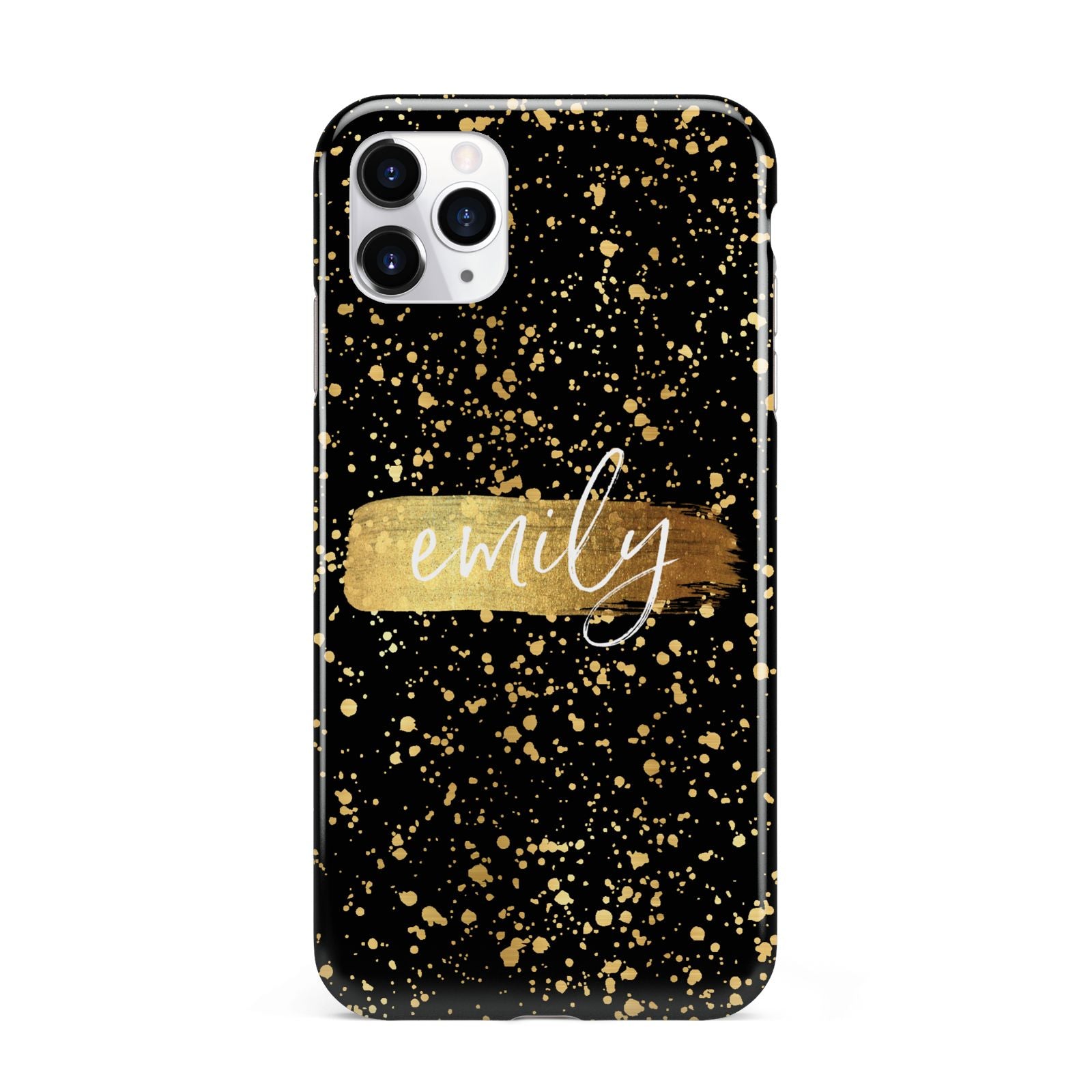 Personalised Black Gold Ink Splat Name iPhone 11 Pro Max 3D Tough Case