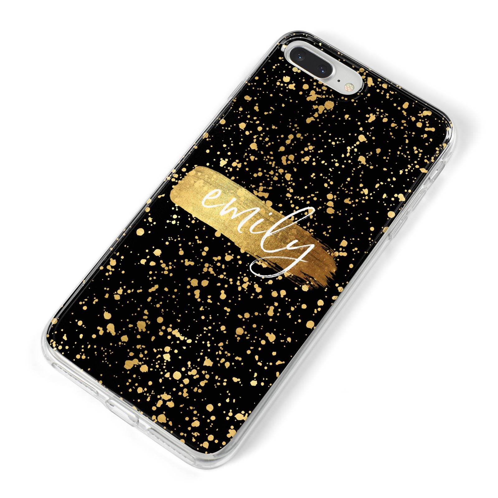 Personalised Black Gold Ink Splat Name iPhone 8 Plus Bumper Case on Silver iPhone Alternative Image