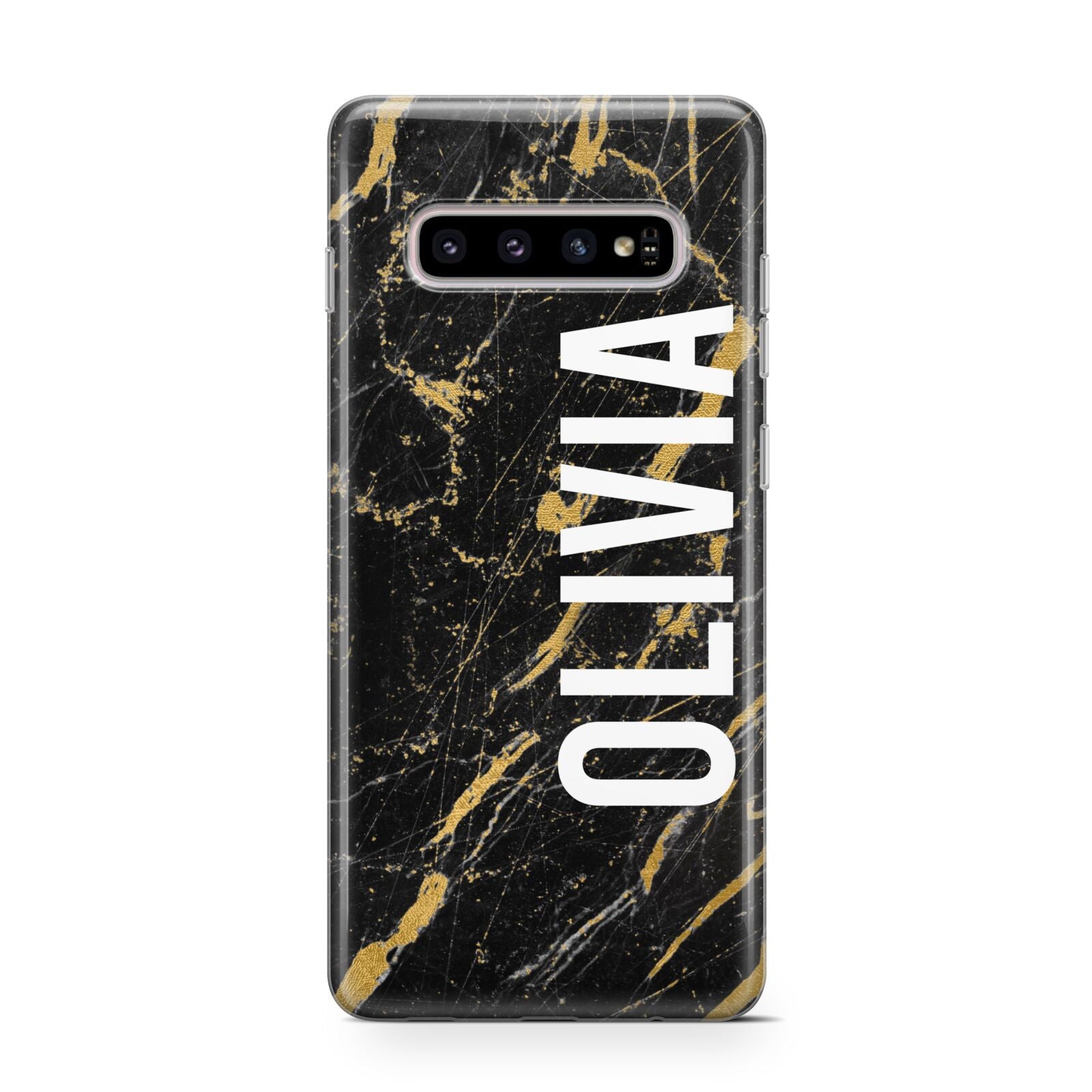 Personalised Black Gold Marble Name Protective Samsung Galaxy Case