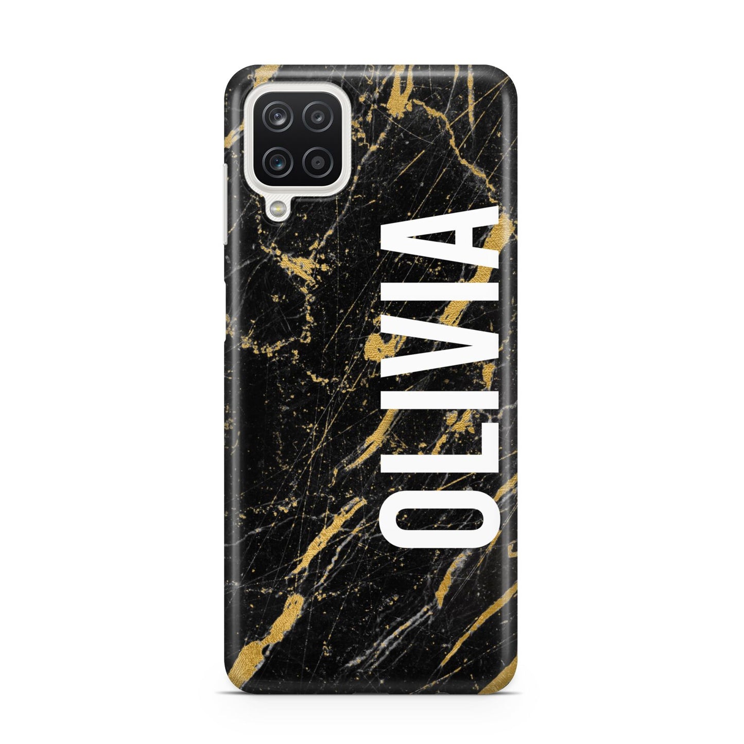 Personalised Black Gold Marble Name Samsung A12 Case