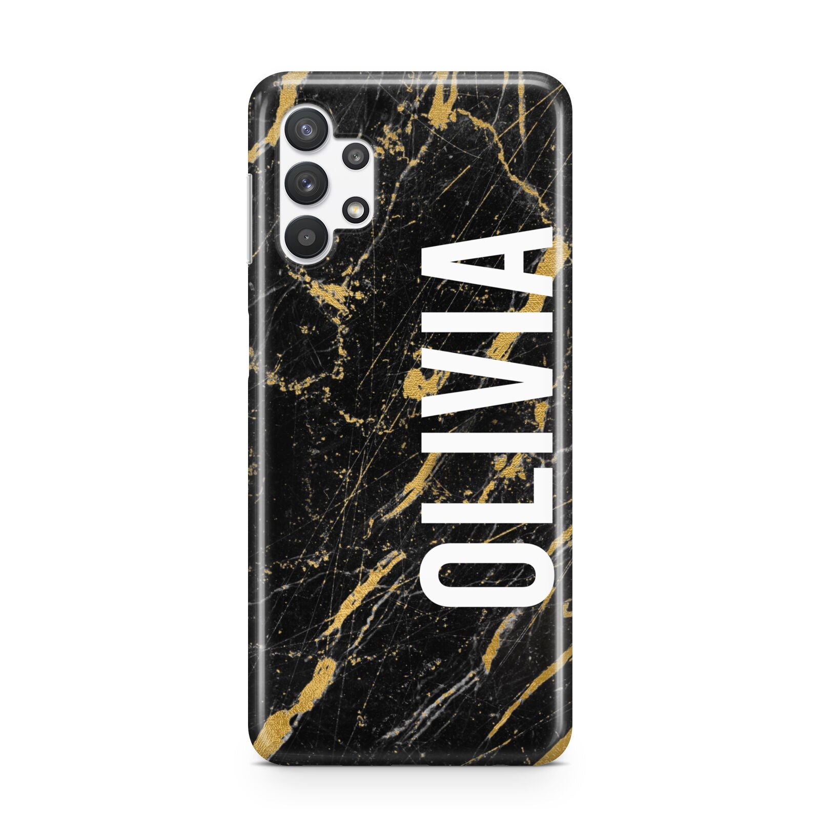 Personalised Black Gold Marble Name Samsung A32 5G Case