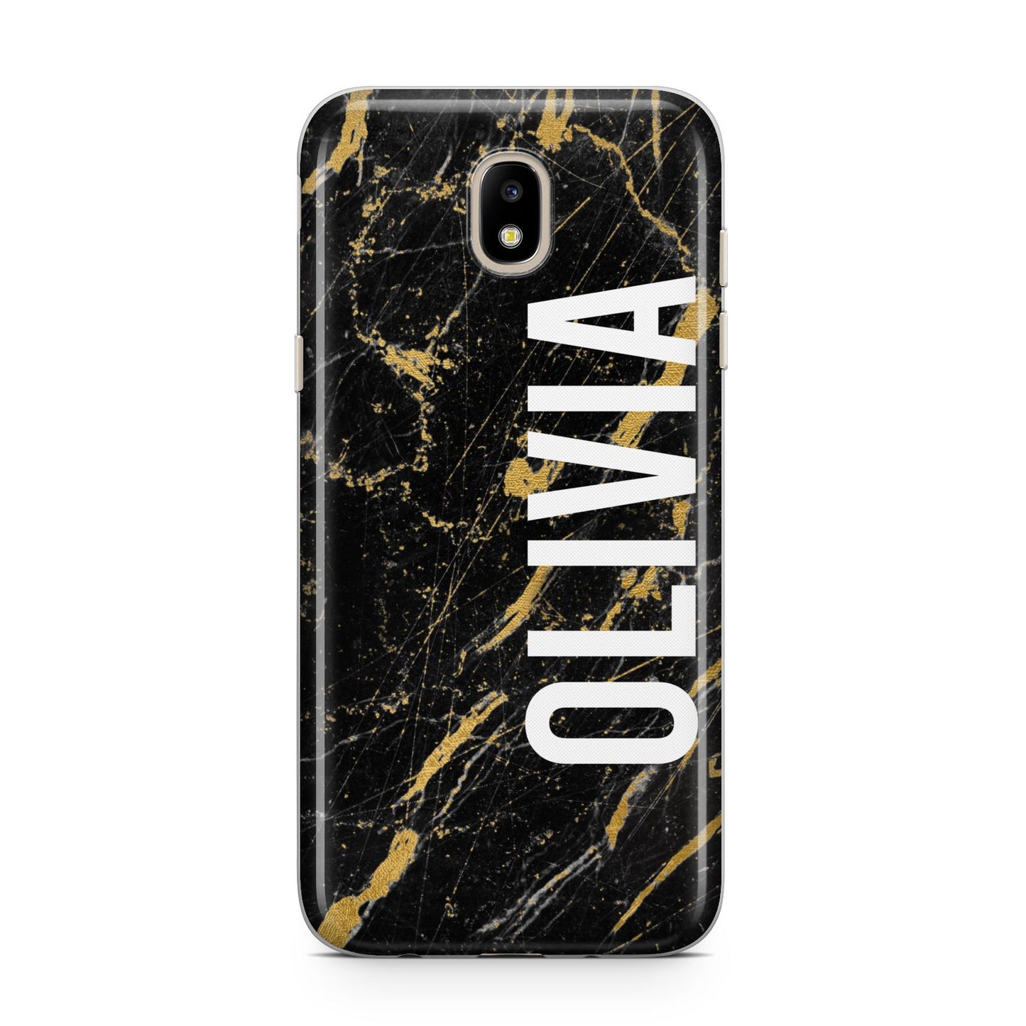 Personalised Black Gold Marble Name Samsung J5 2017 Case