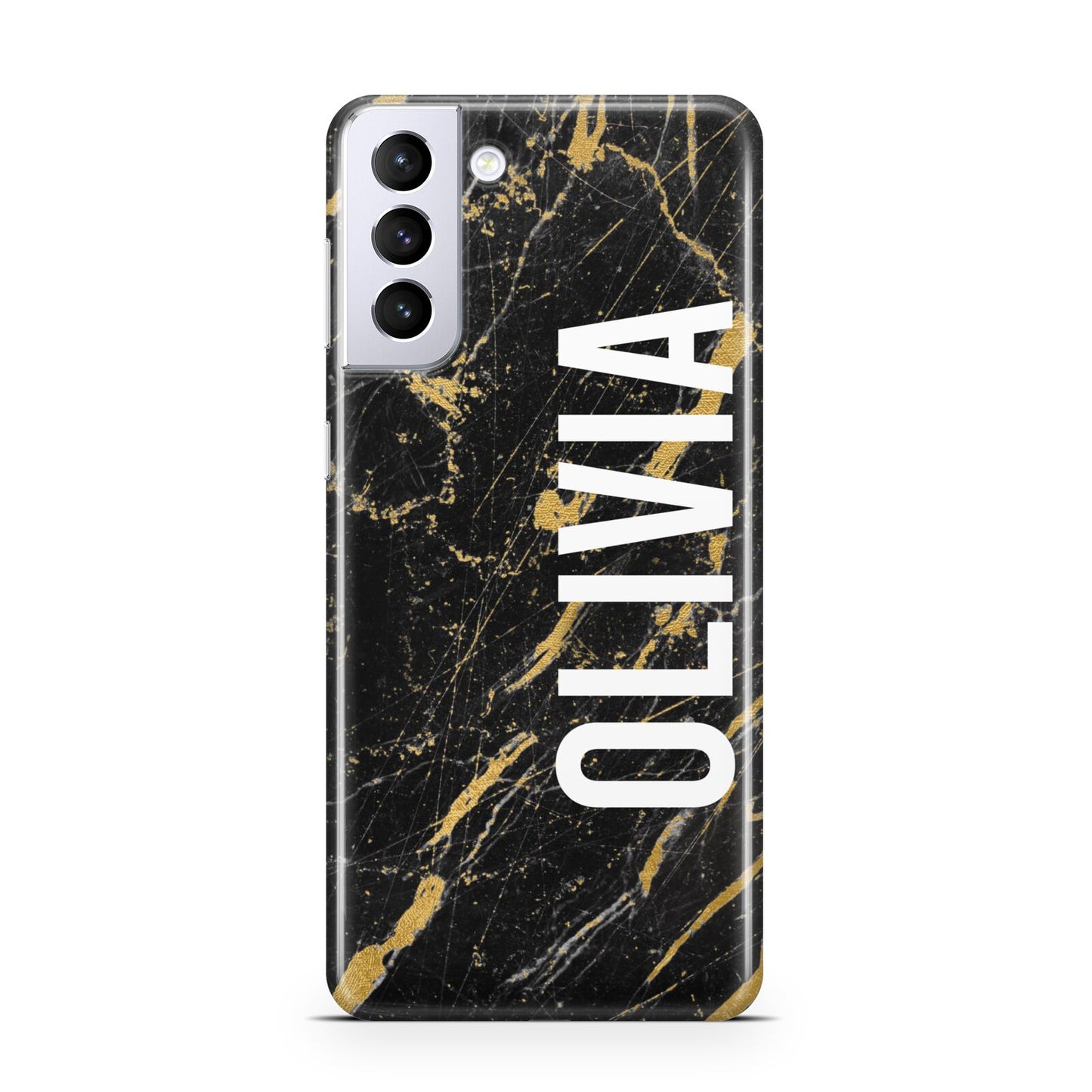 Personalised Black Gold Marble Name Samsung S21 Plus Case