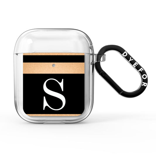 Personalised Black Gold Monogram Initial AirPods Clear Case