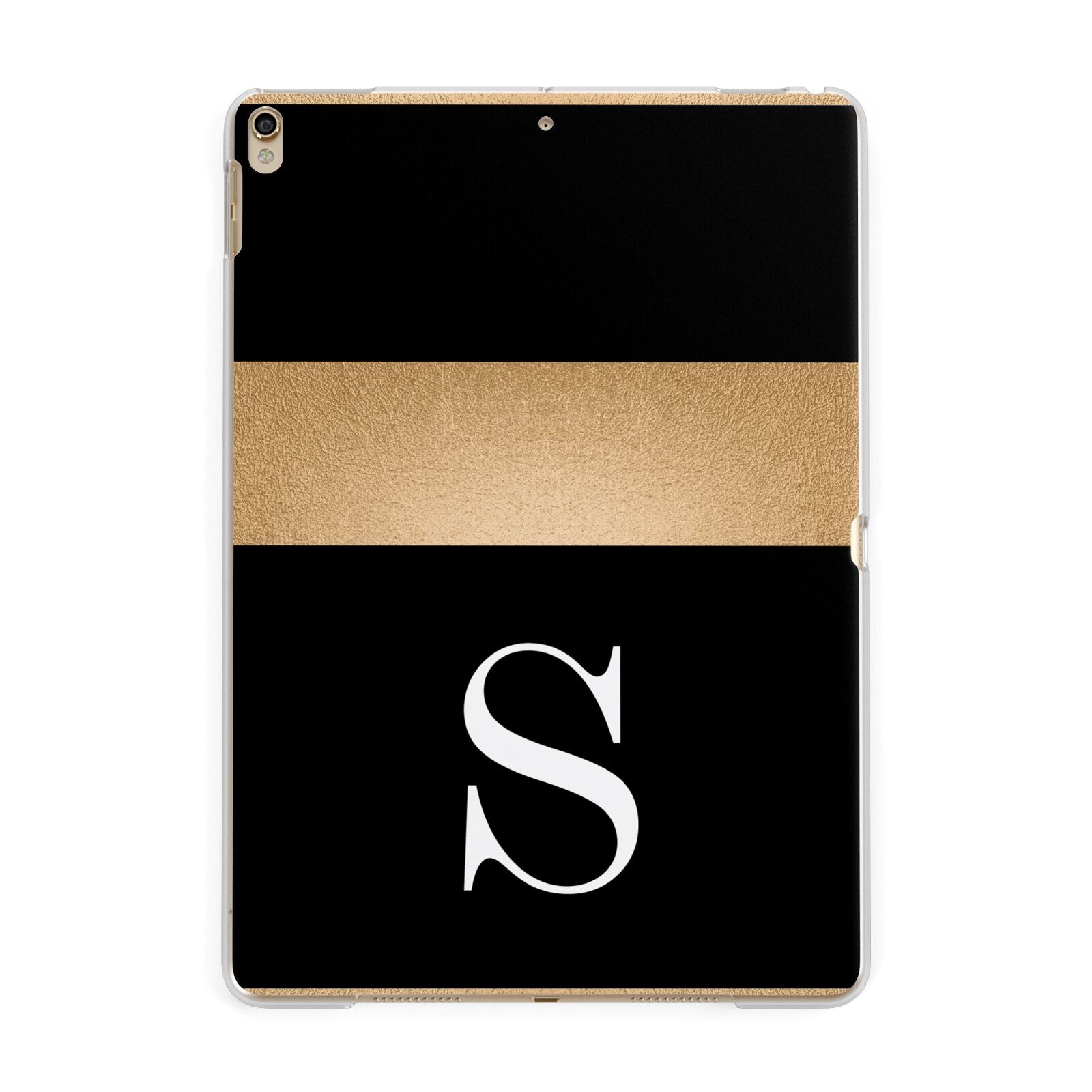 Personalised Black Gold Monogram Initial Apple iPad Gold Case