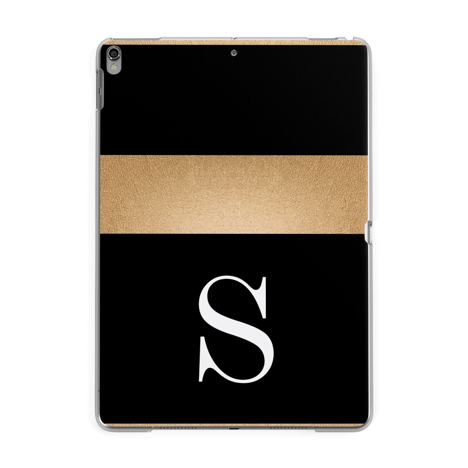 Personalised Black Gold Monogram Initial Apple iPad Grey Case