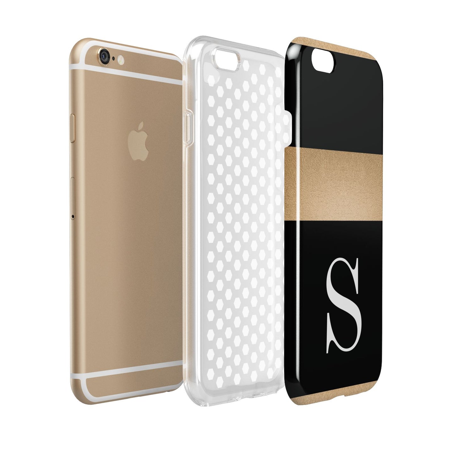 Personalised Black Gold Monogram Initial Apple iPhone 6 3D Tough Case Expanded view