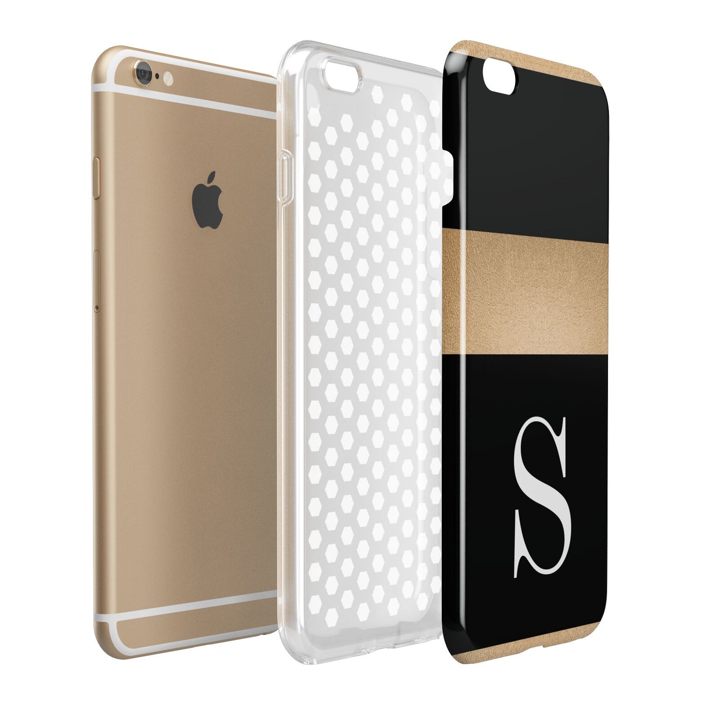 Personalised Black Gold Monogram Initial Apple iPhone 6 Plus 3D Tough Case Expand Detail Image