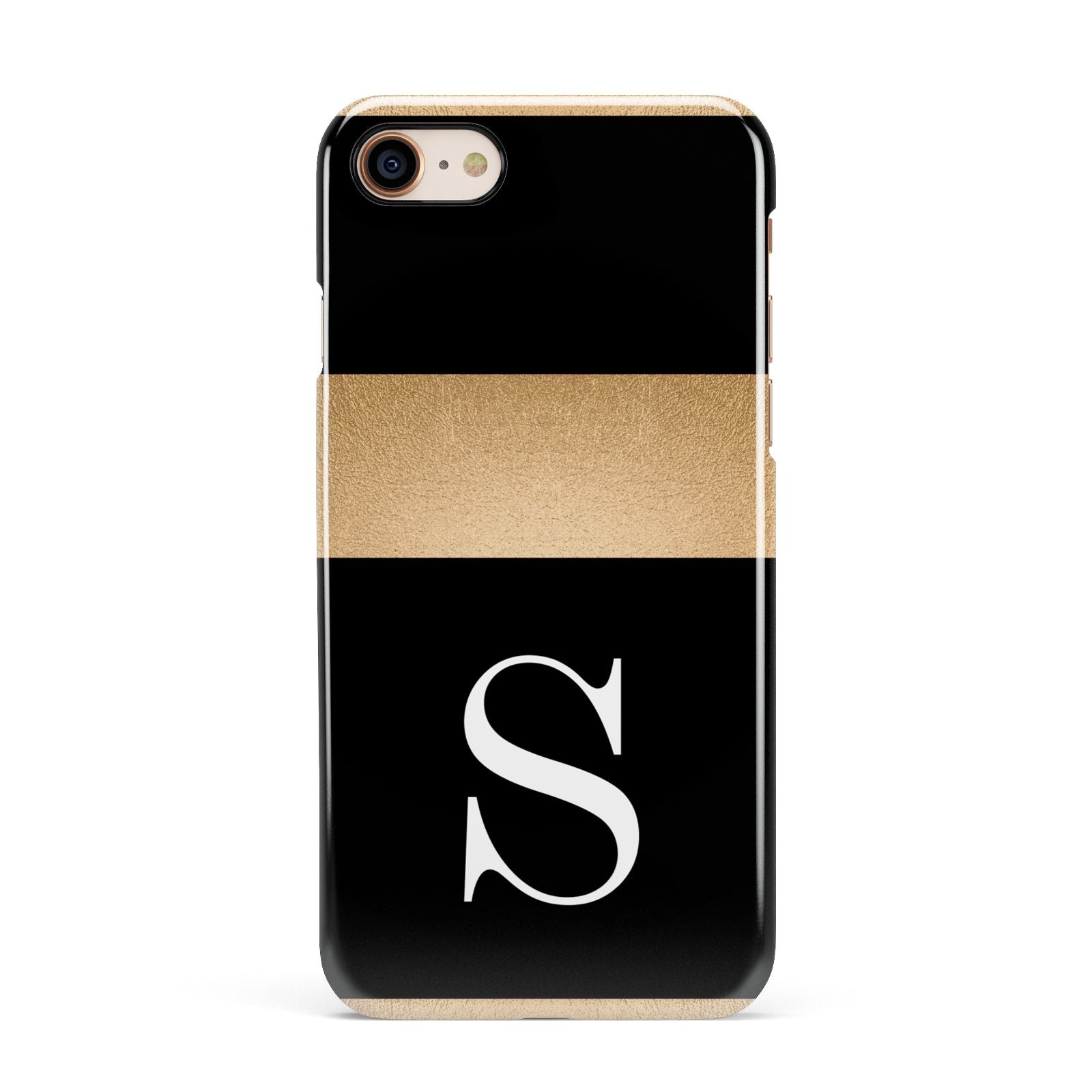 Personalised Black Gold Monogram Initial Apple iPhone 7 8 3D Snap Case