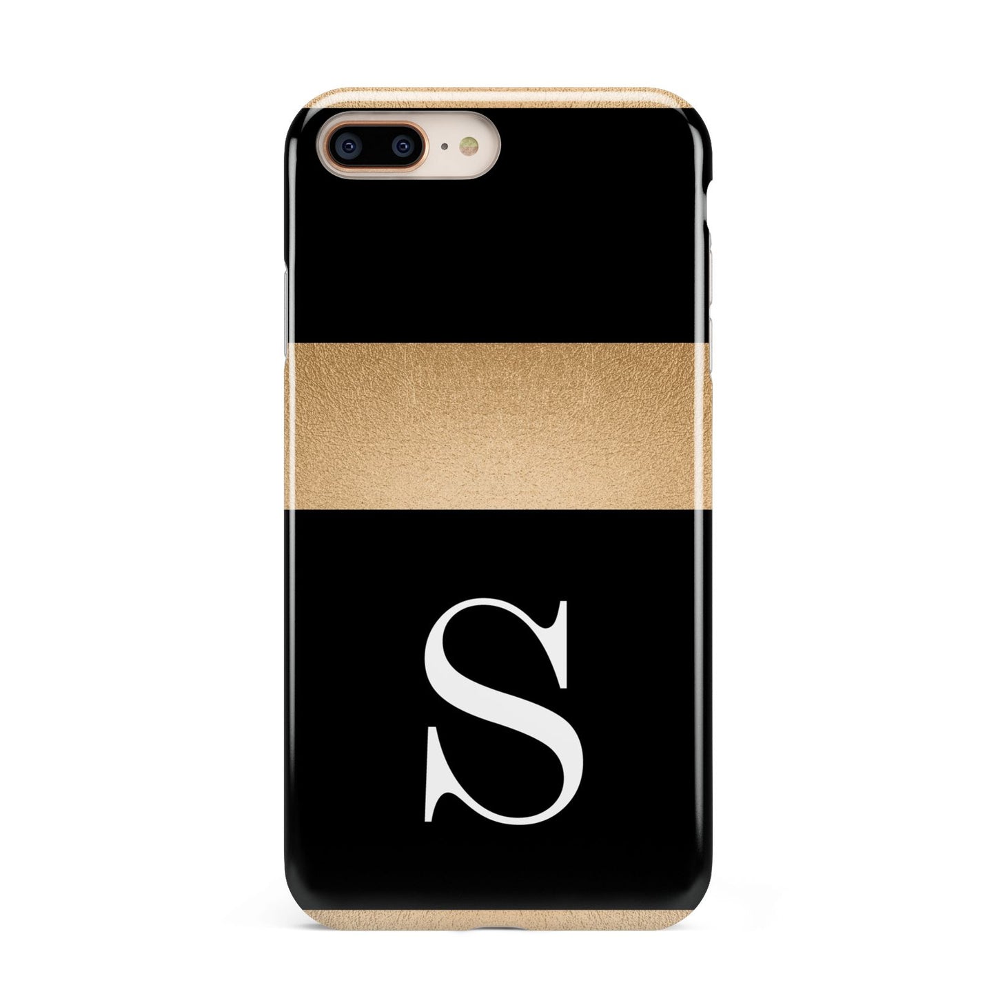 Personalised Black Gold Monogram Initial Apple iPhone 7 8 Plus 3D Tough Case