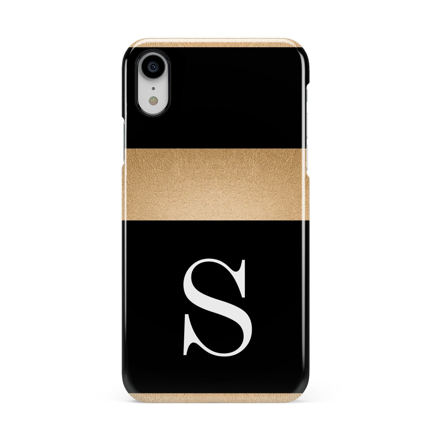 Personalised Black Gold Monogram Initial Apple iPhone XR White 3D Snap Case