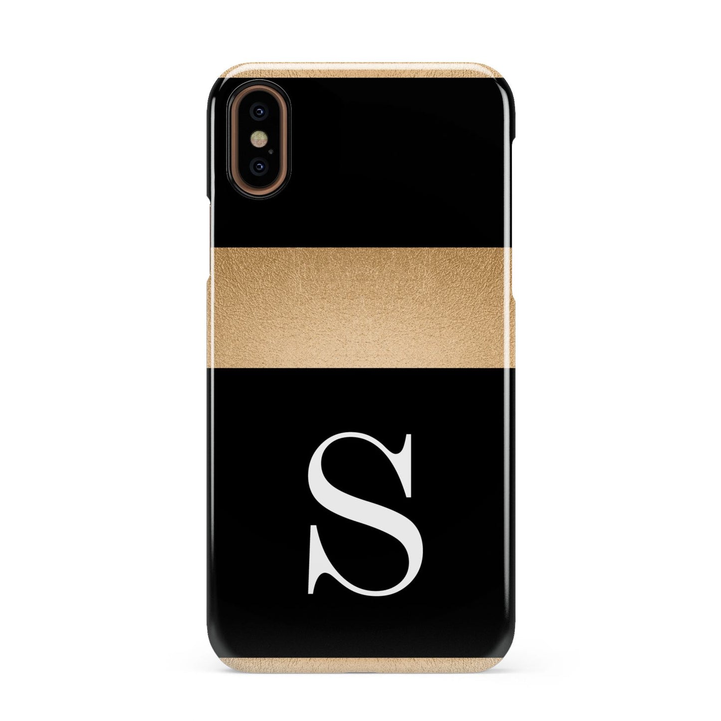 Personalised Black Gold Monogram Initial Apple iPhone XS 3D Snap Case