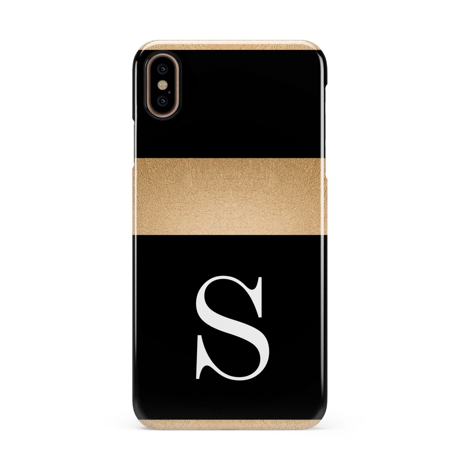 Personalised Black Gold Monogram Initial Apple iPhone Xs Max 3D Snap Case