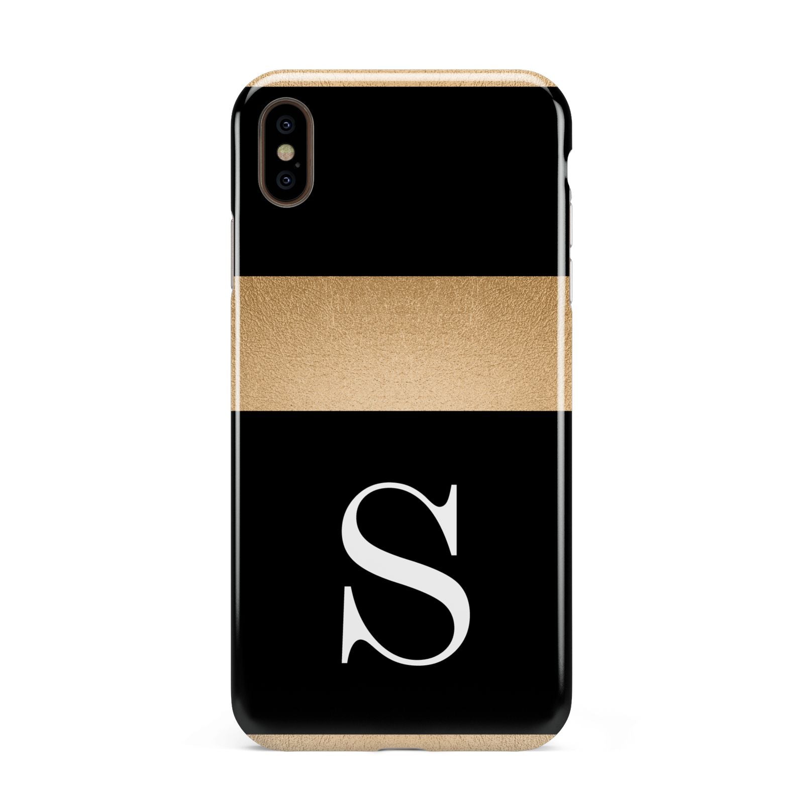 Personalised Black Gold Monogram Initial Apple iPhone Xs Max 3D Tough Case