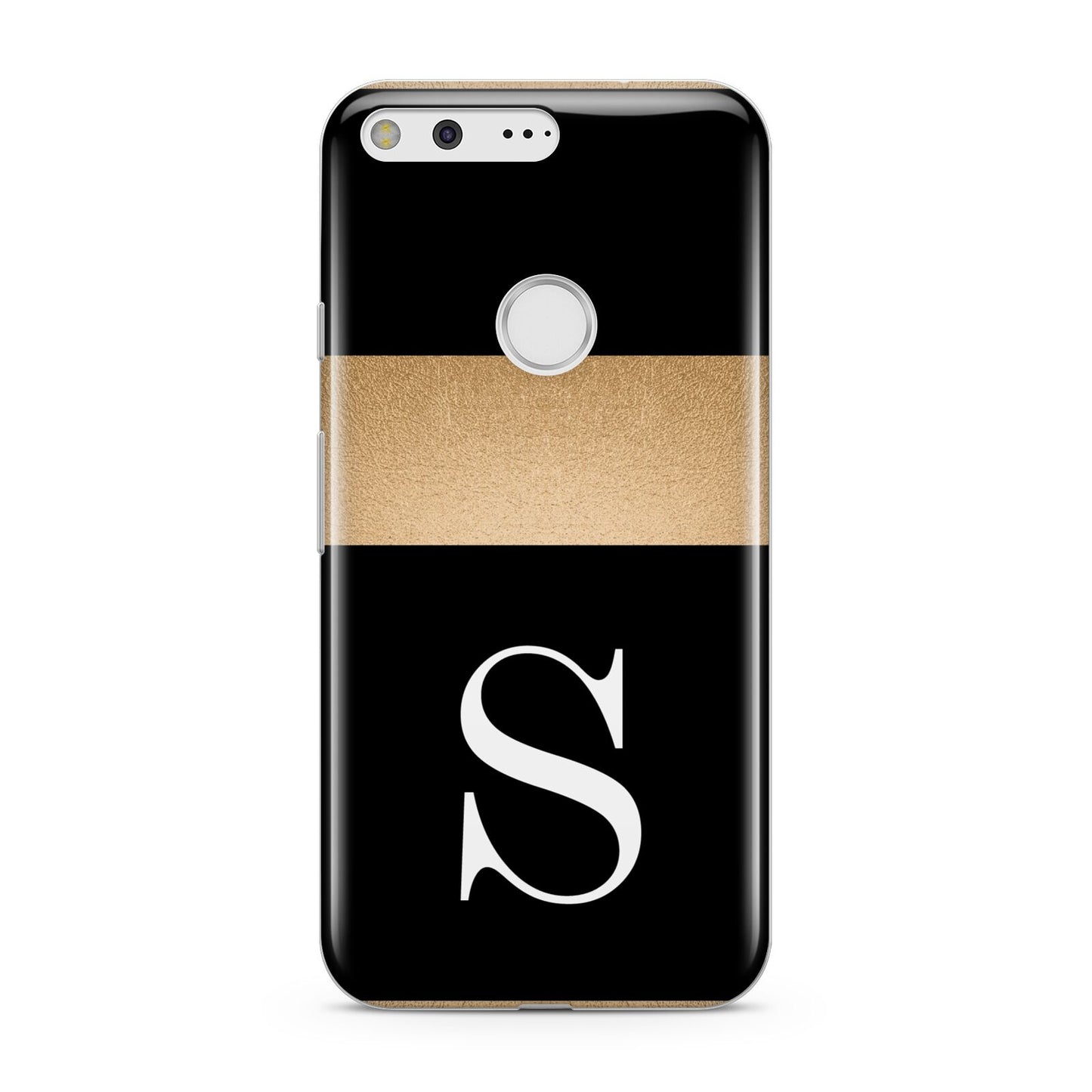 Personalised Black Gold Monogram Initial Google Pixel Case